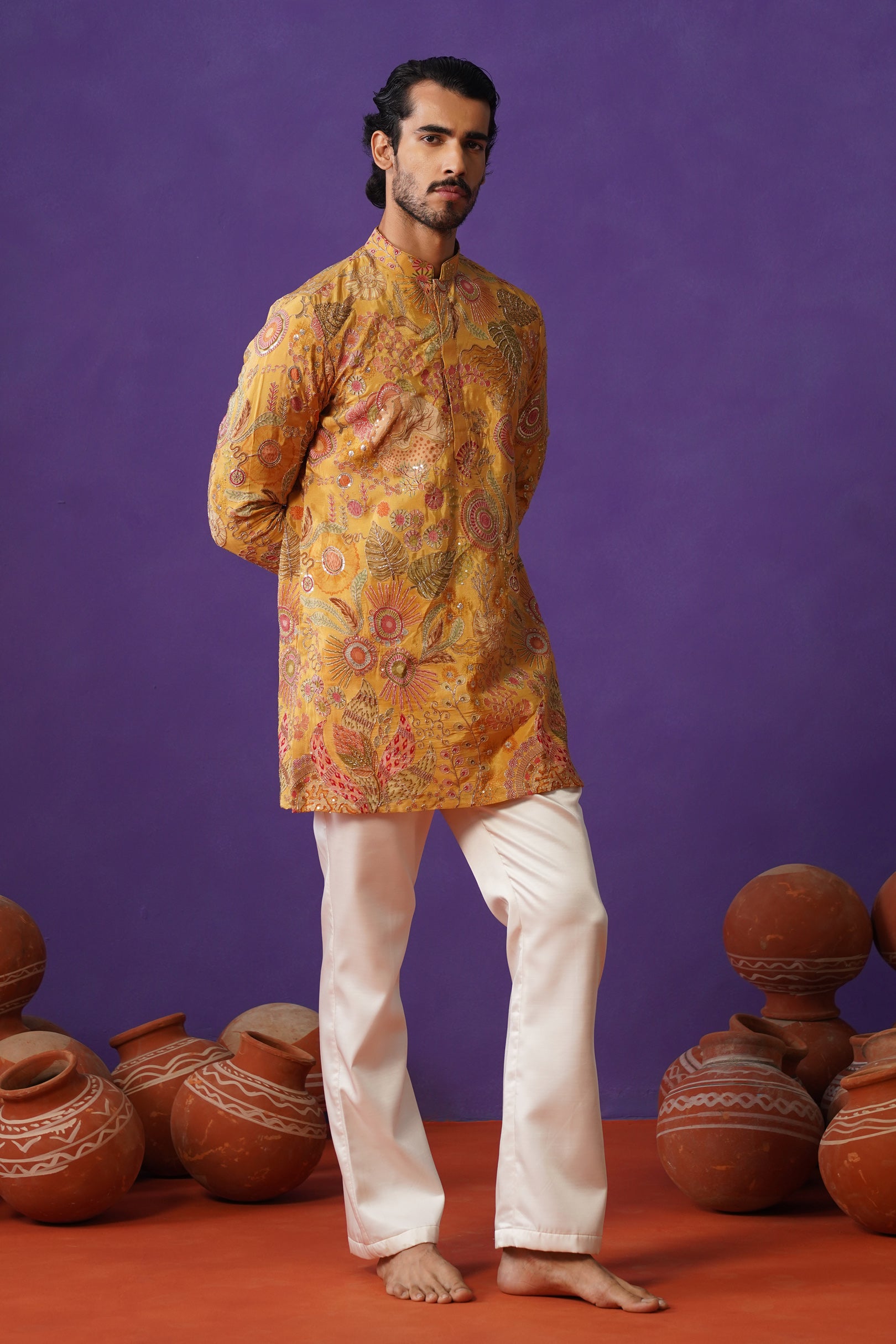 IVAAN HALDI SHORT KURTA SET