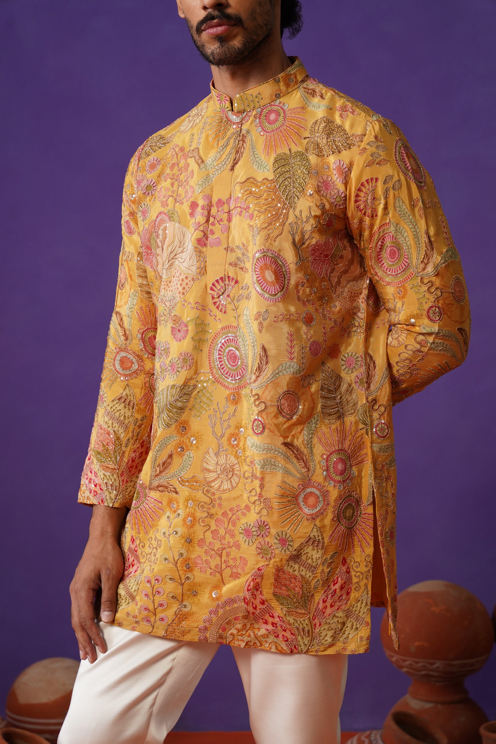 IVAAN HALDI SHORT KURTA SET
