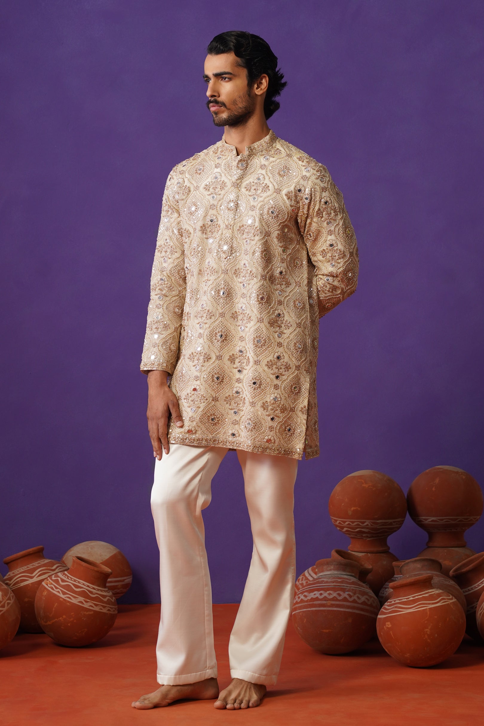 ALANKAR GOLDEN SHORT KURTA SET