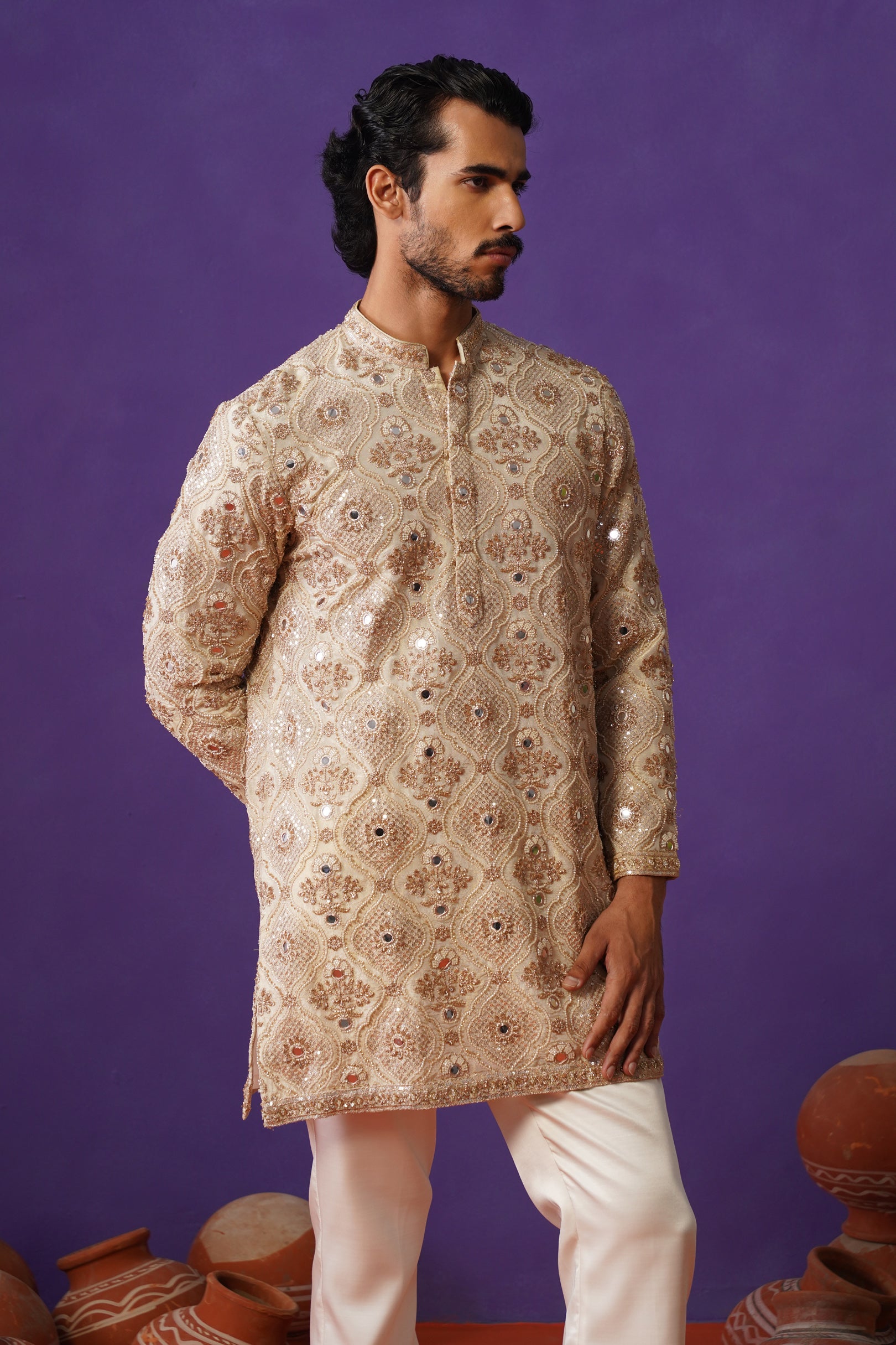 ALANKAR GOLDEN SHORT KURTA SET