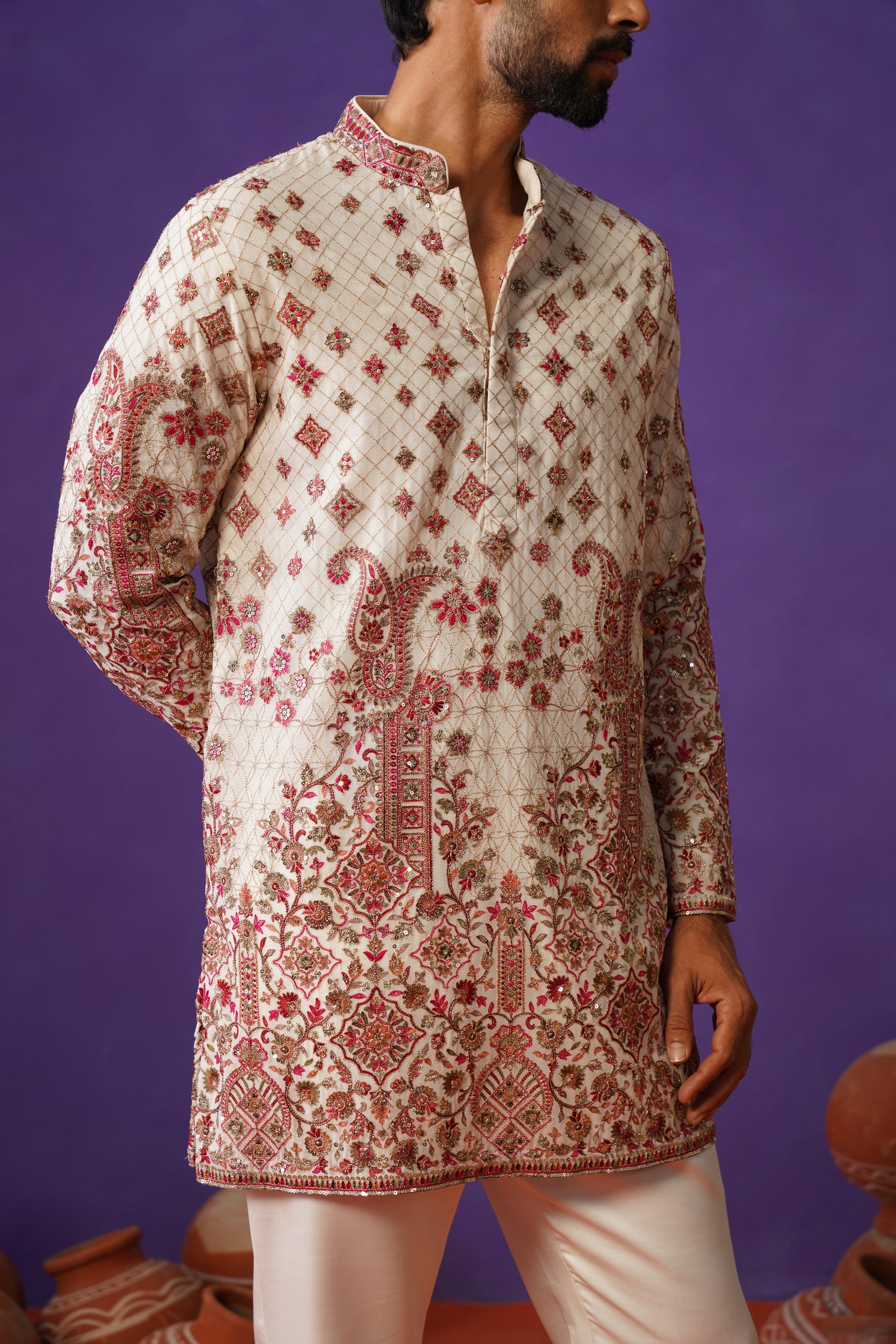 ISHQ IVORY SHORT KURTA SET