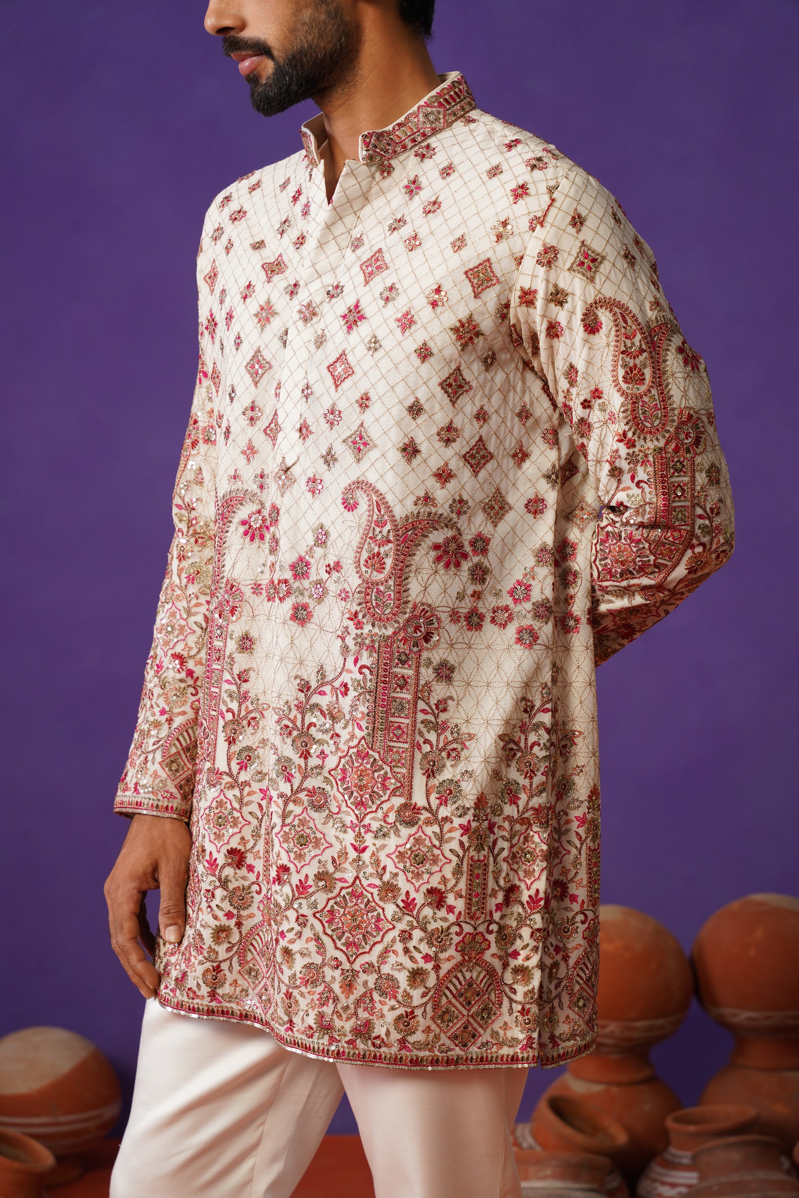 ISHQ IVORY SHORT KURTA SET