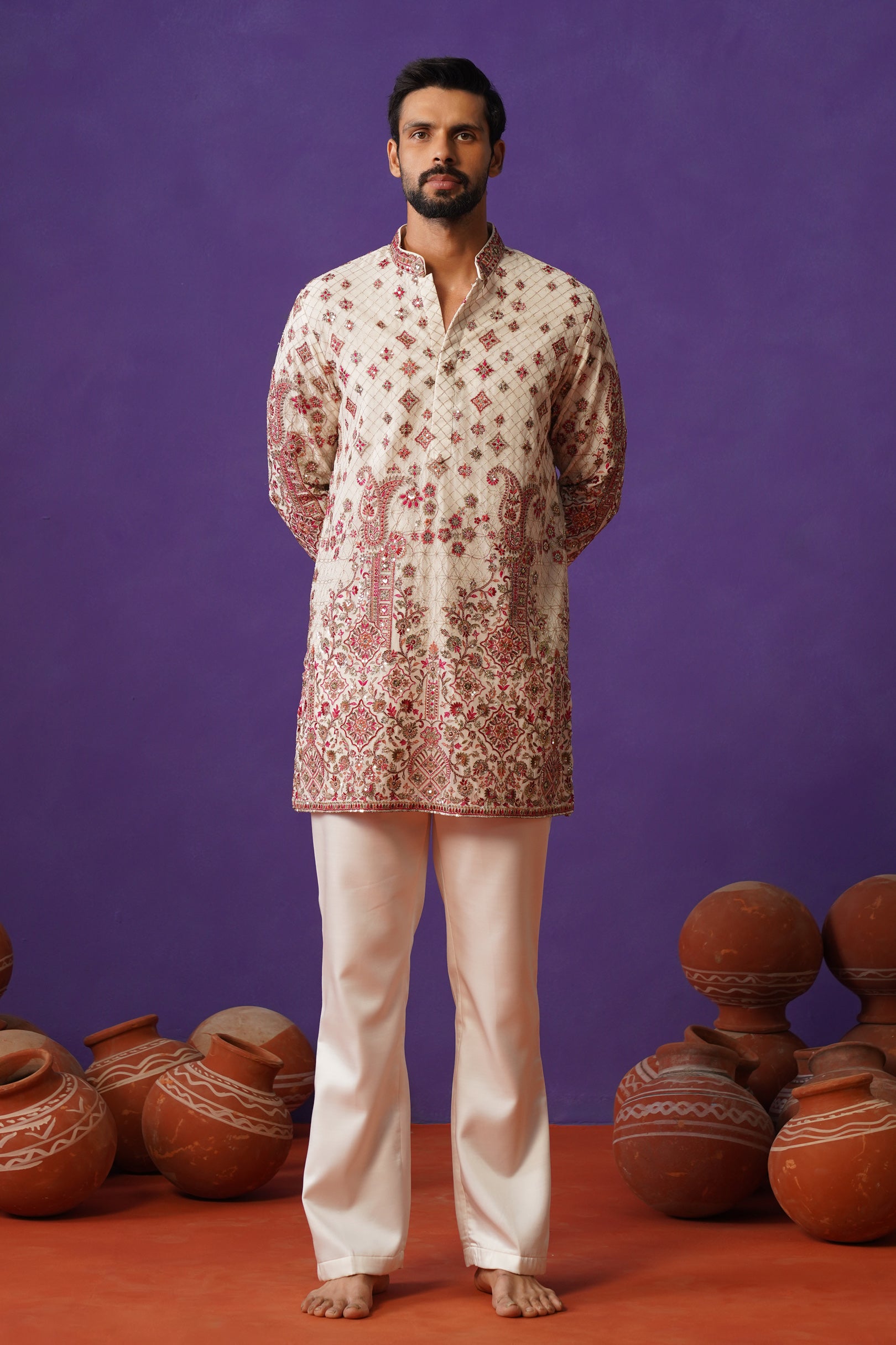 ISHQ IVORY SHORT KURTA SET