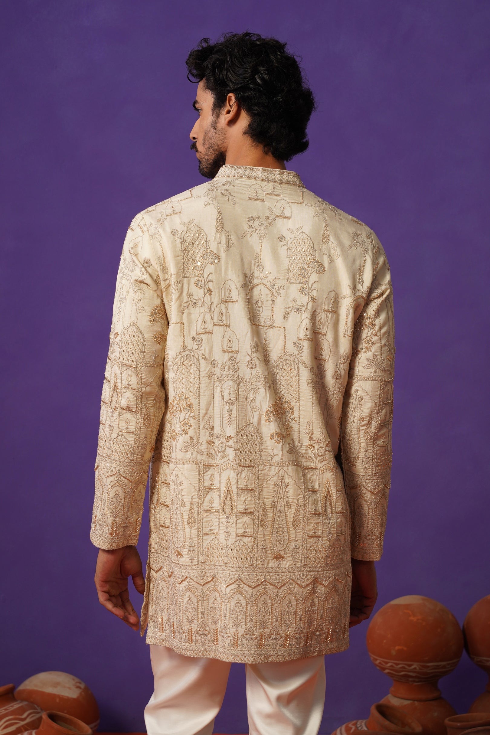 BAGH-E-MAYUR IVORY SHORT KURTA SET