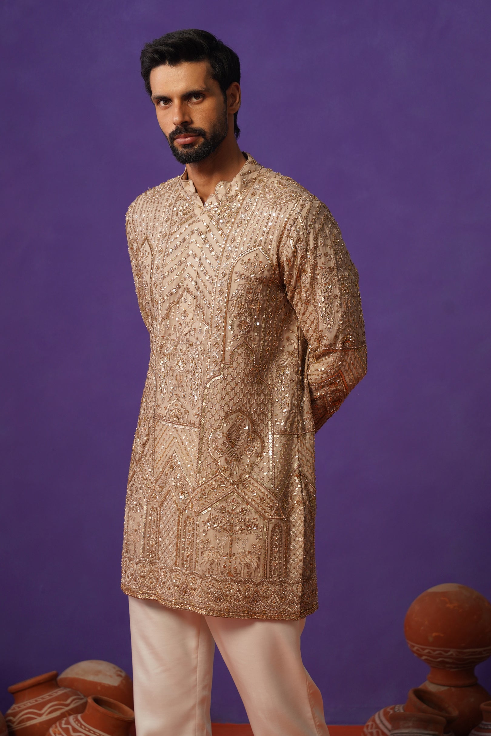 ZAFRAN CHIKU SHORT KURTA SET