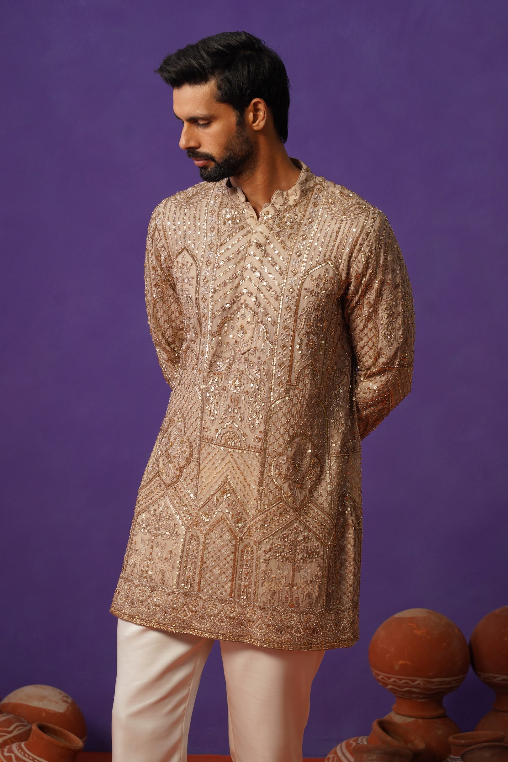 ZAFRAN CHIKU SHORT KURTA SET