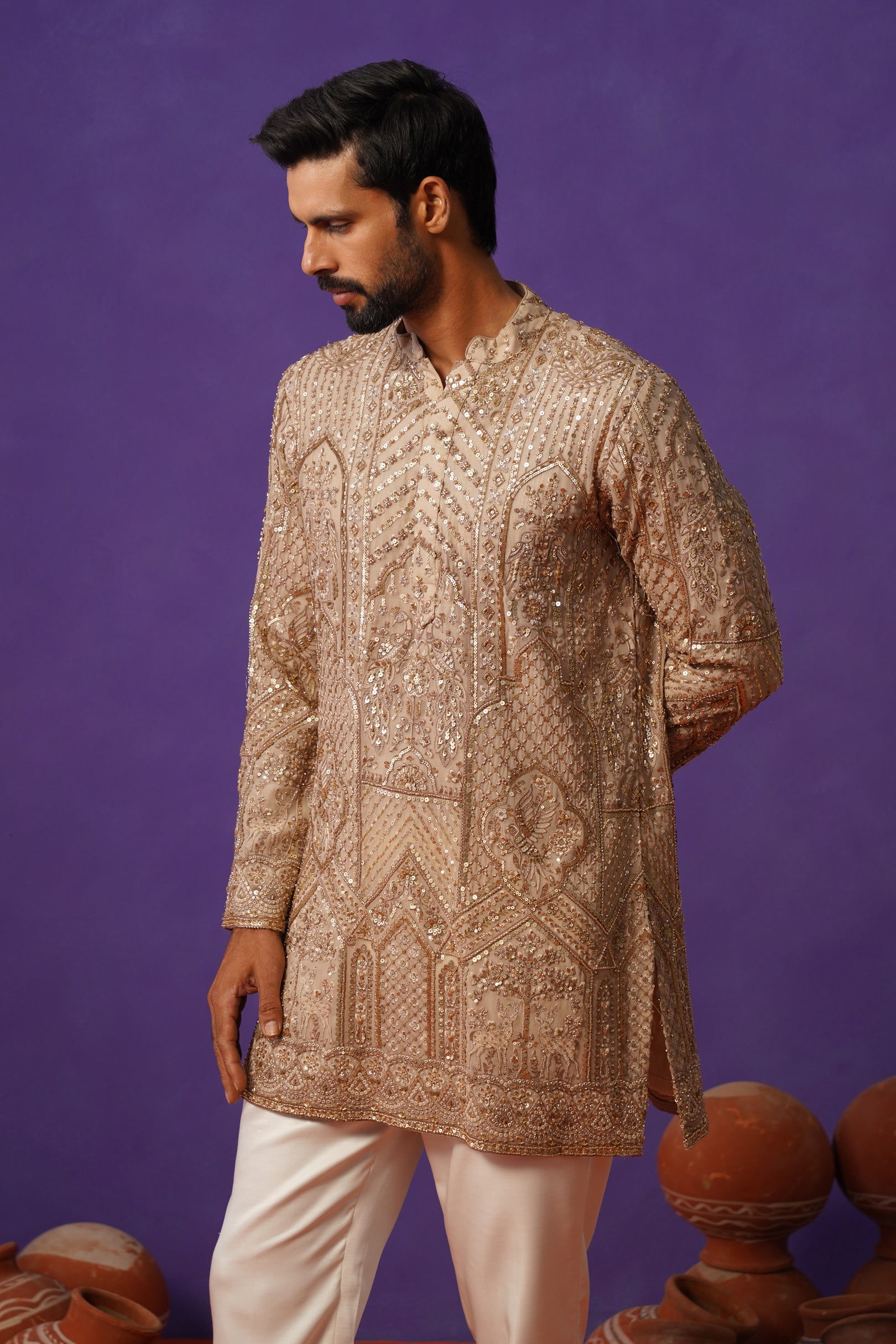 ZAFRAN CHIKU SHORT KURTA SET