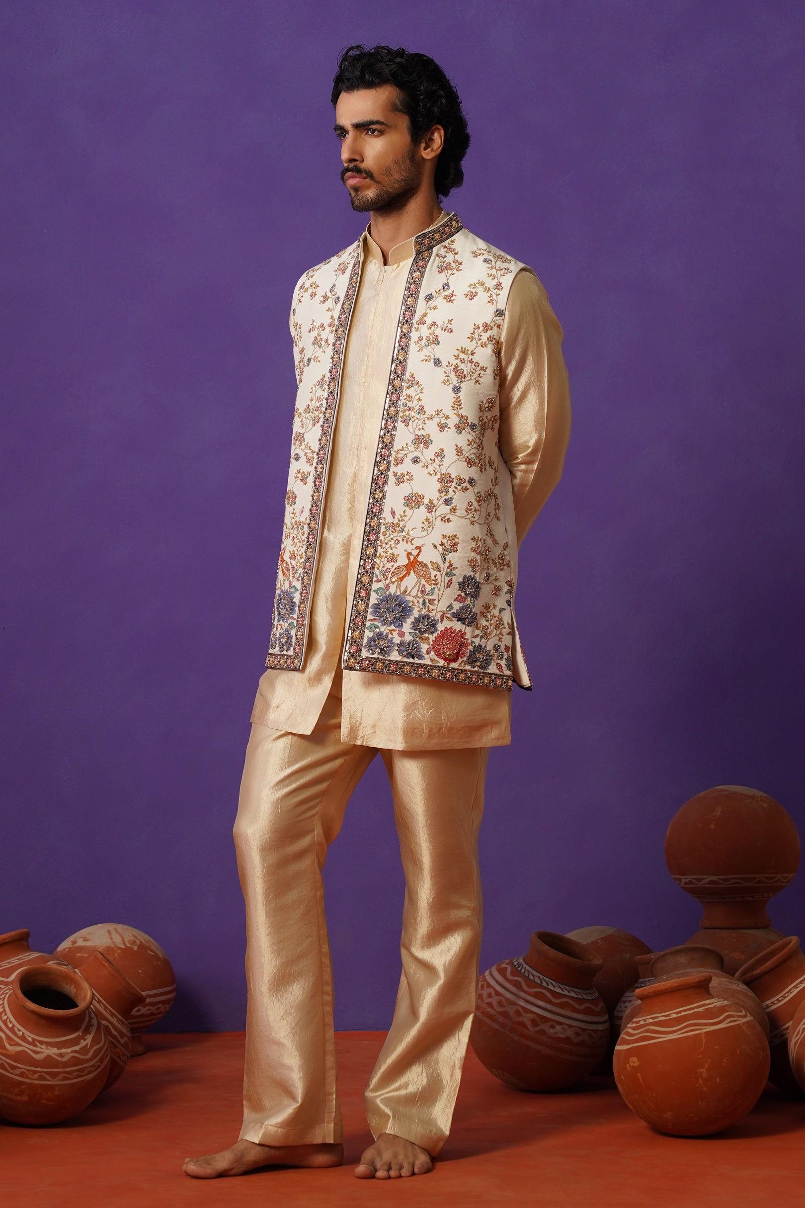 OJAS IVORY SHORT KURTA JACKET SET