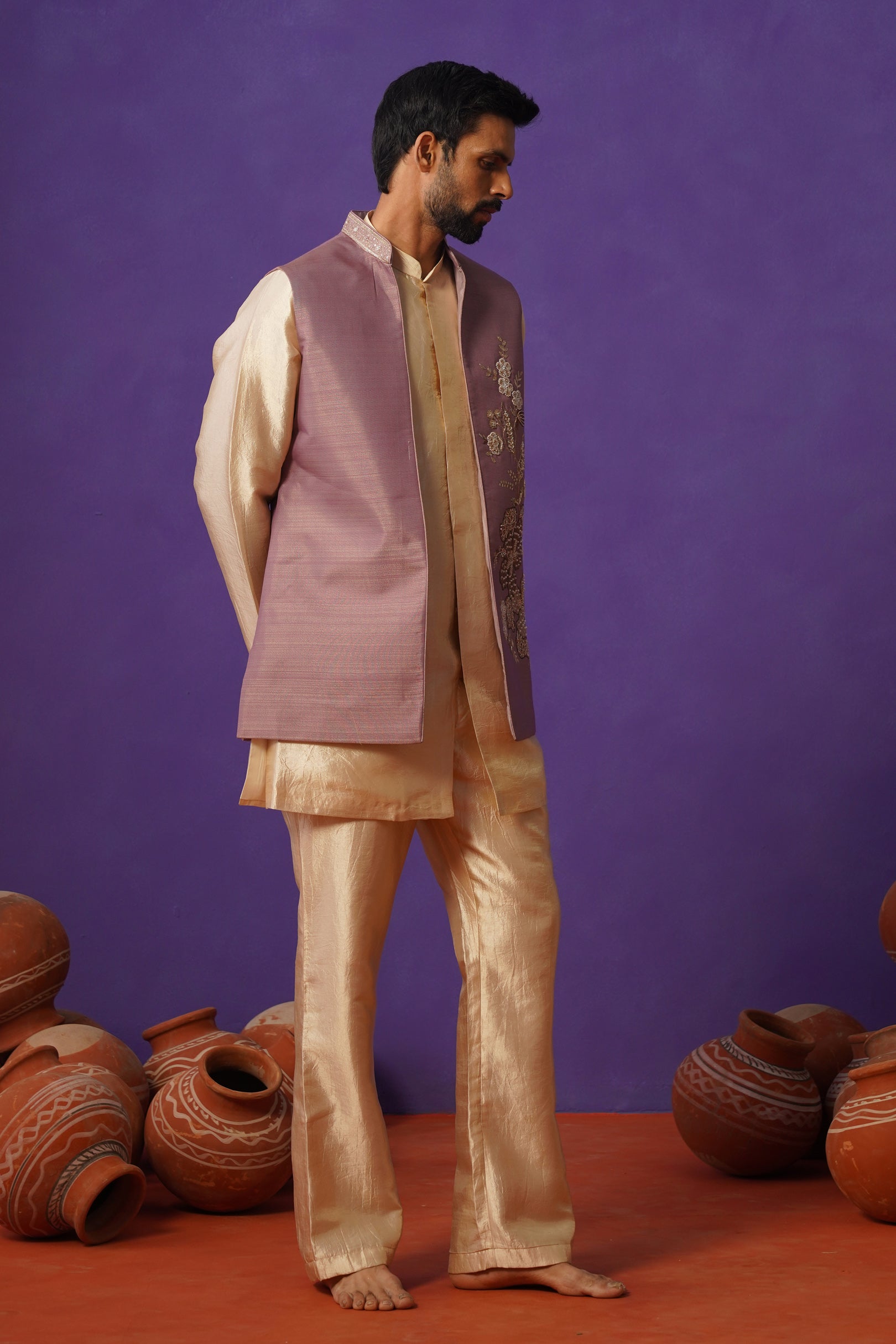 ARIT PURPLE SHORT KURTA JACKET SET