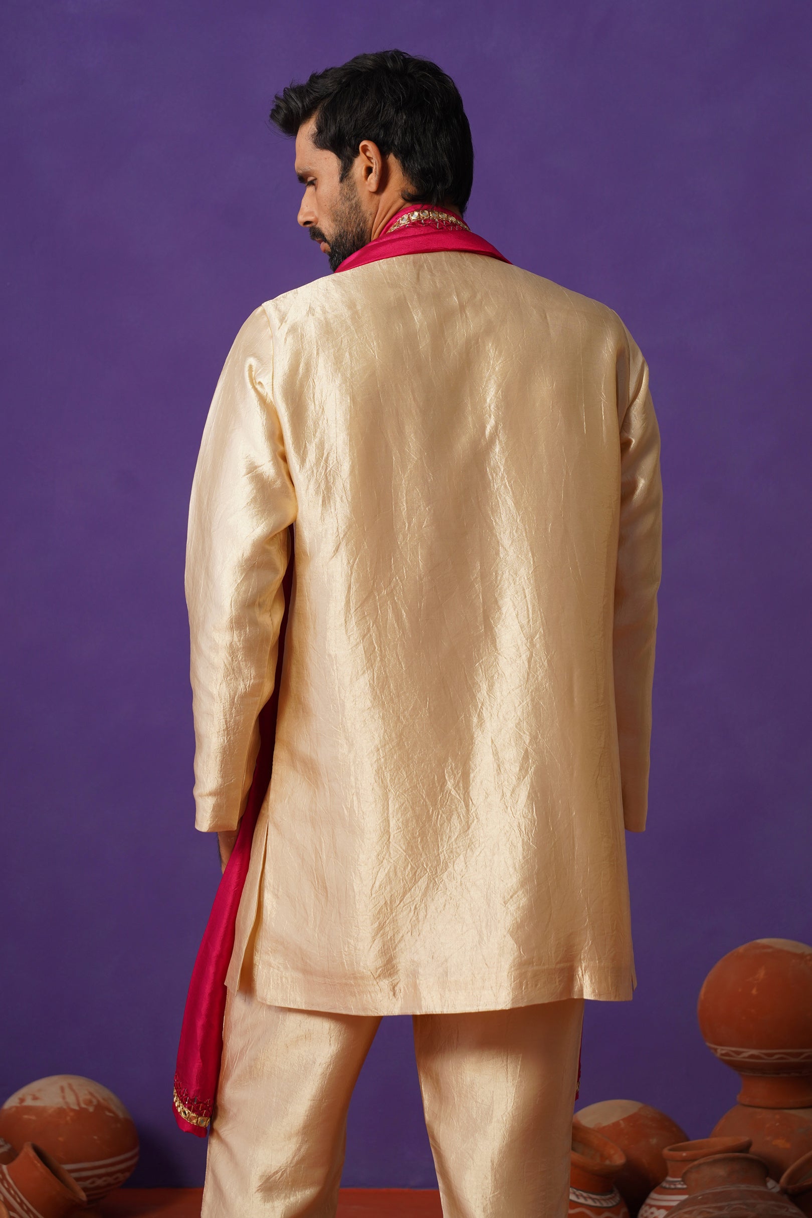 AVEN BEIGE SHORT KURTA DUPATTA SET