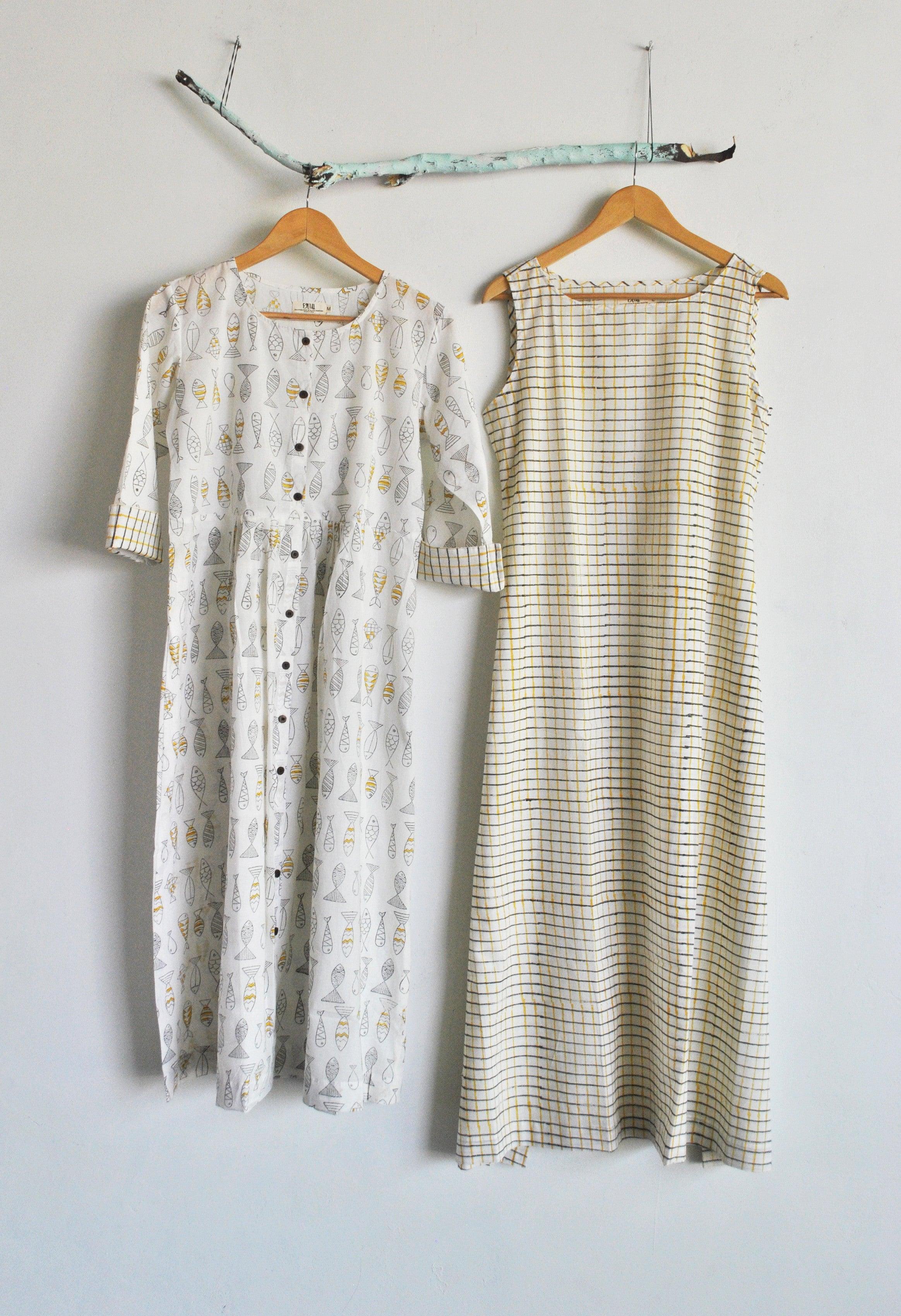 WHITE DRESS WITH CHEX INNER - CHHAPA