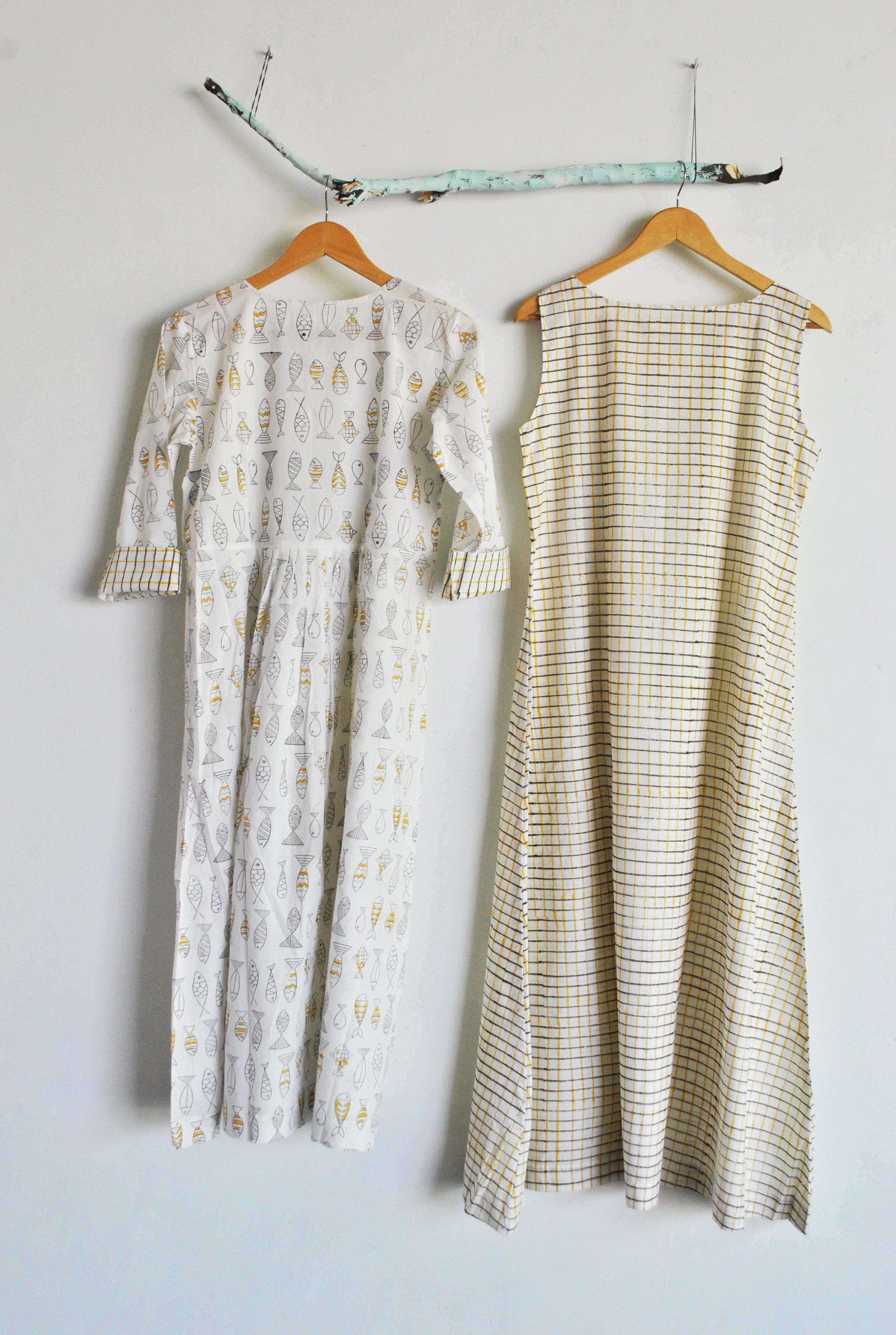 WHITE DRESS WITH CHEX INNER - CHHAPA