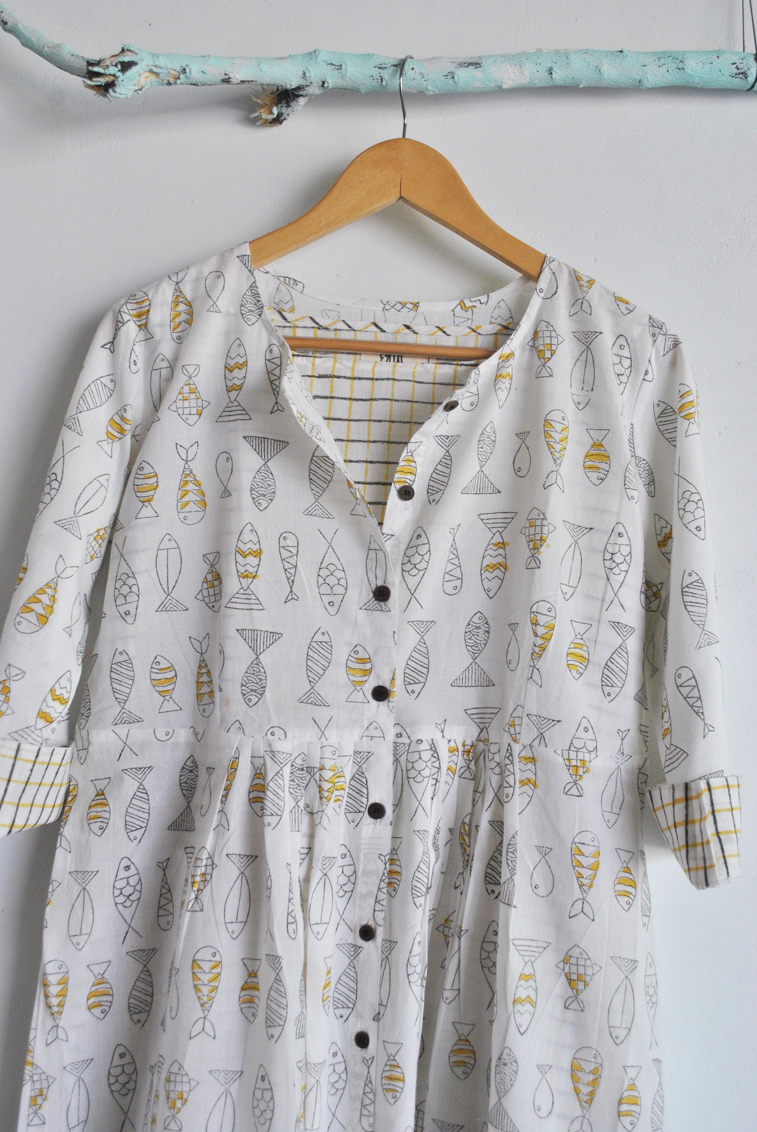 WHITE DRESS WITH CHEX INNER - CHHAPA