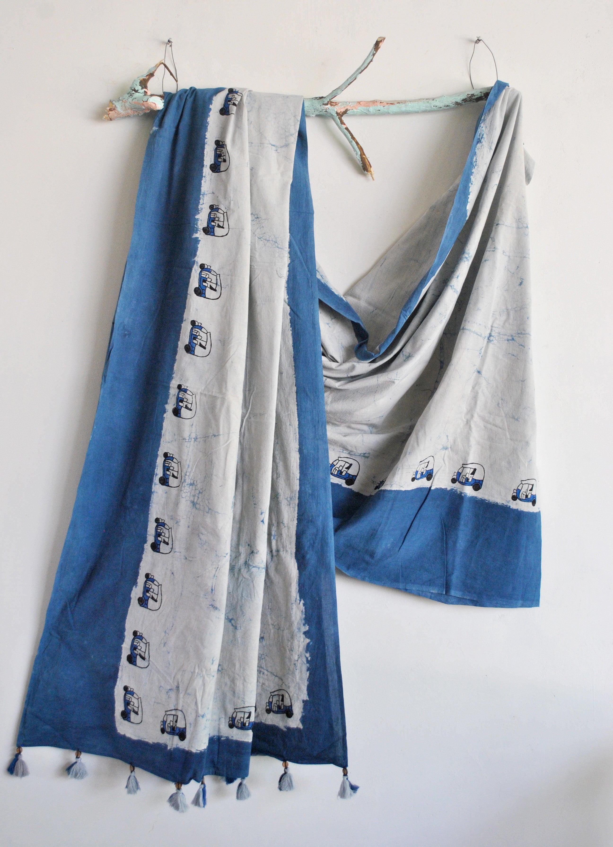 SAREE - Auto rickshaw with Indigo - CHHAPA
