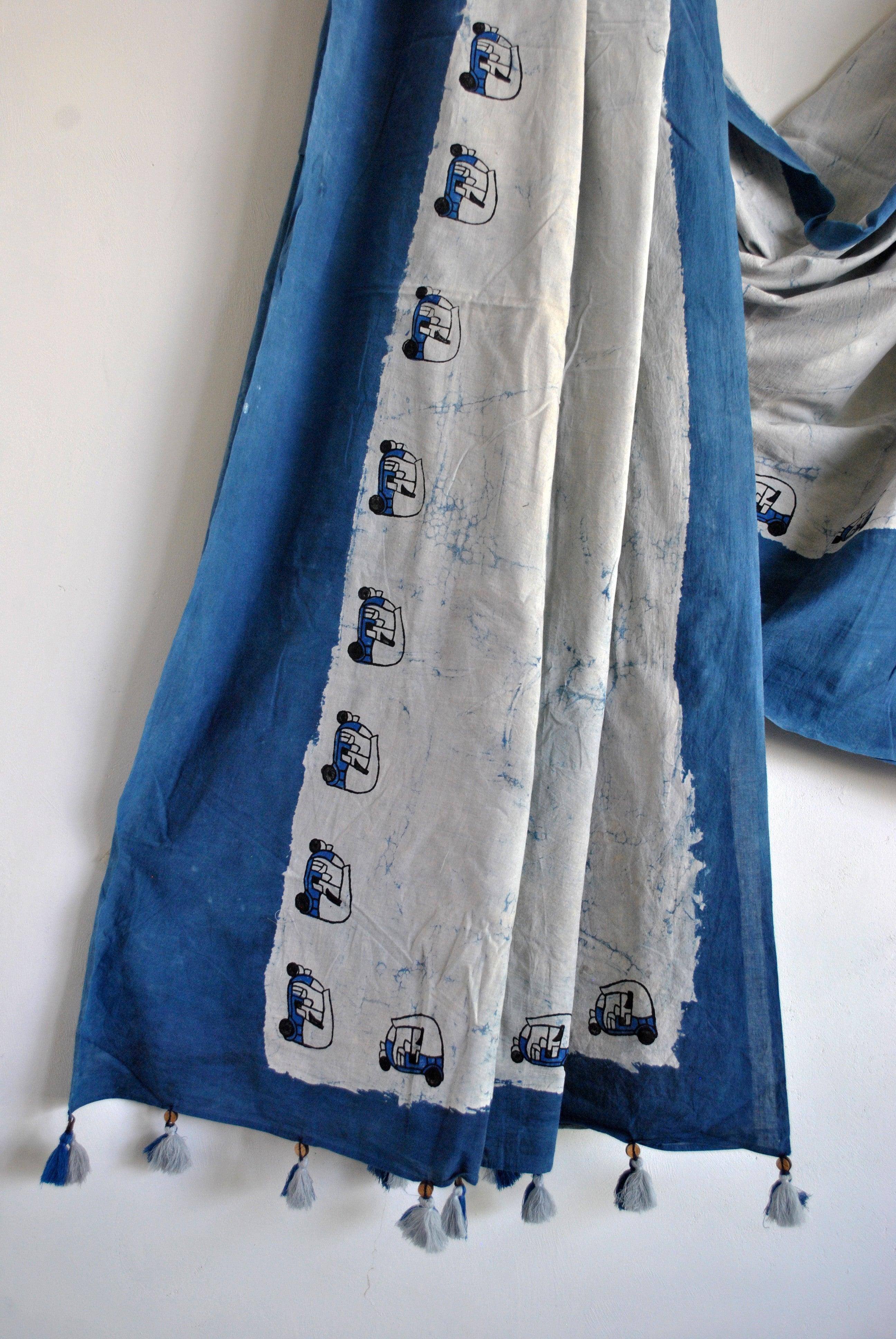 SAREE - Auto rickshaw with Indigo - CHHAPA