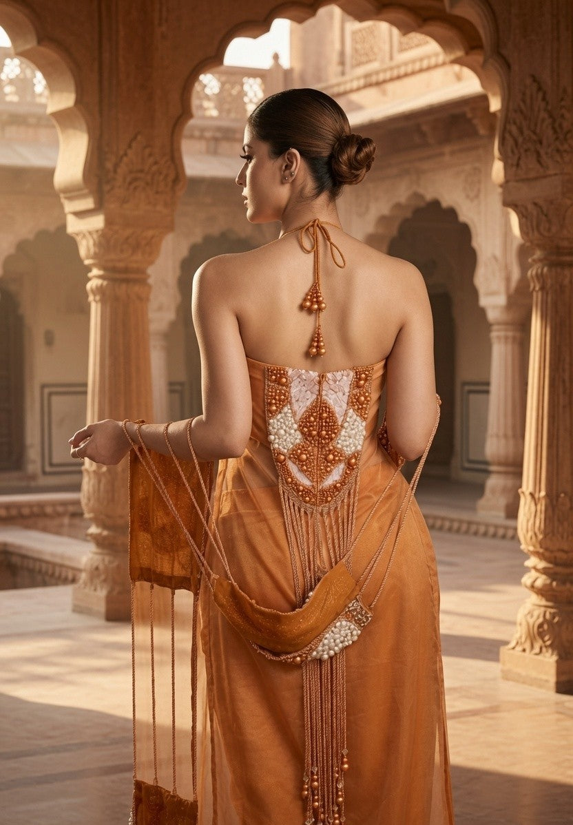 Drape Skirt, Long Shirt and Dupatta