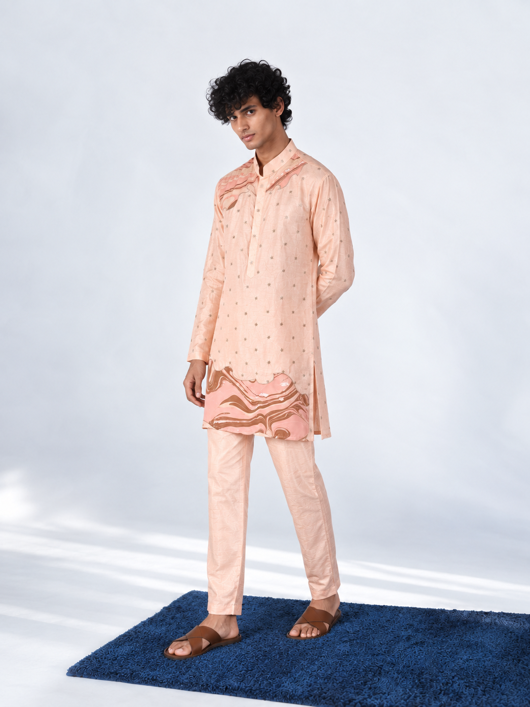 Blush Embroidered Marble Appliqué Kurta - Pant Set