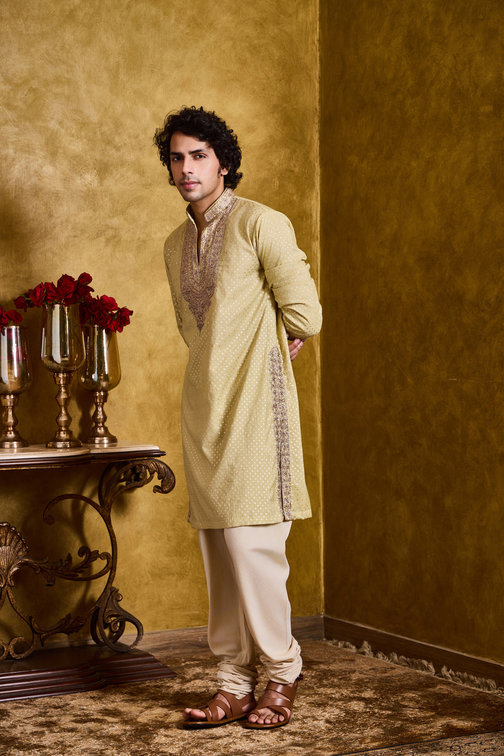 Mint Green Chanderi Booti Kurta Set