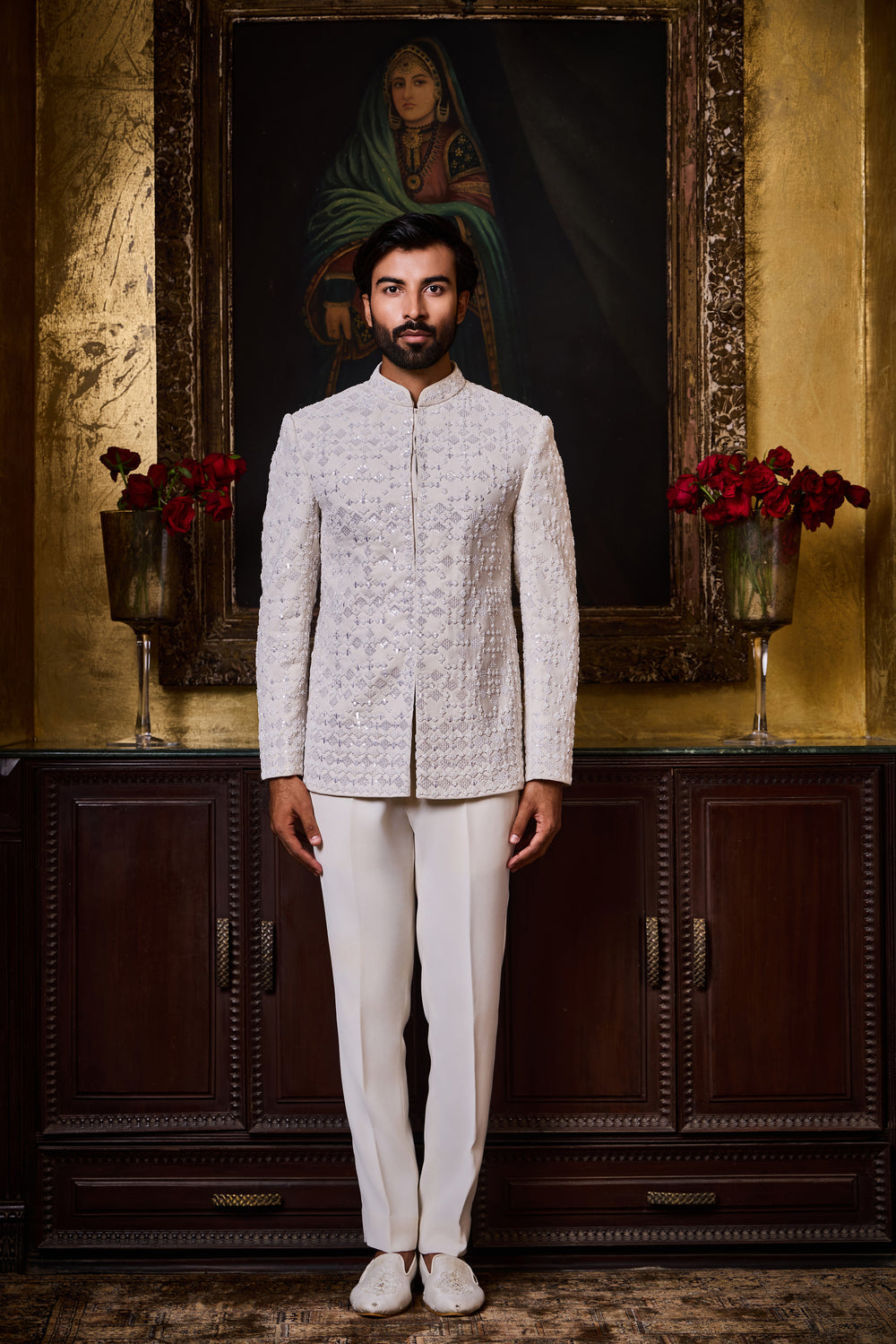 White Jodhpuri Set