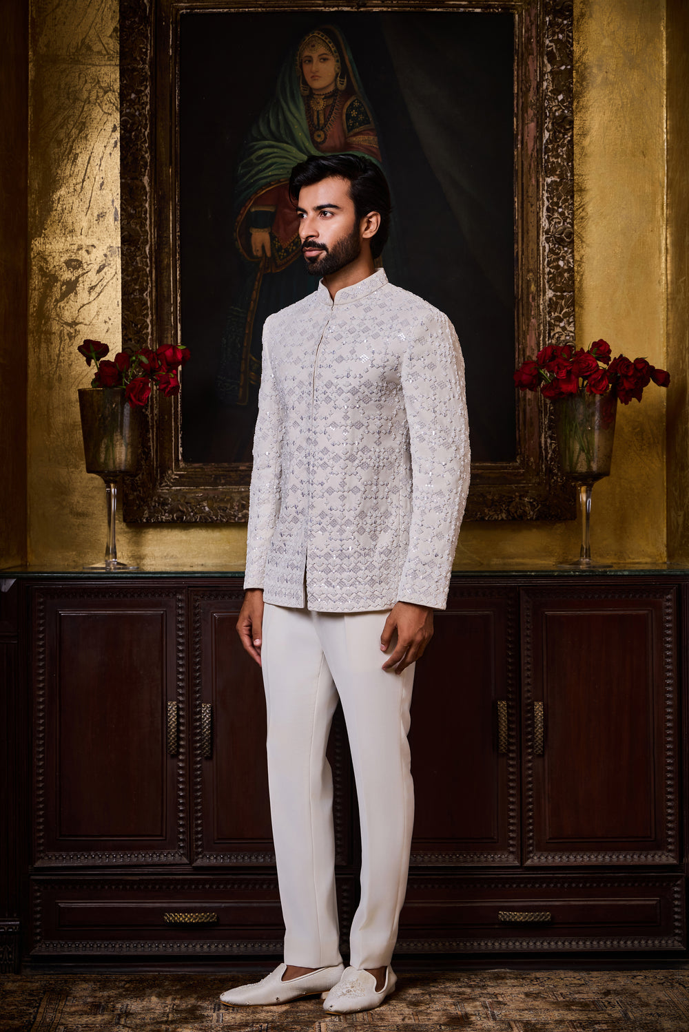 White Jodhpuri Set