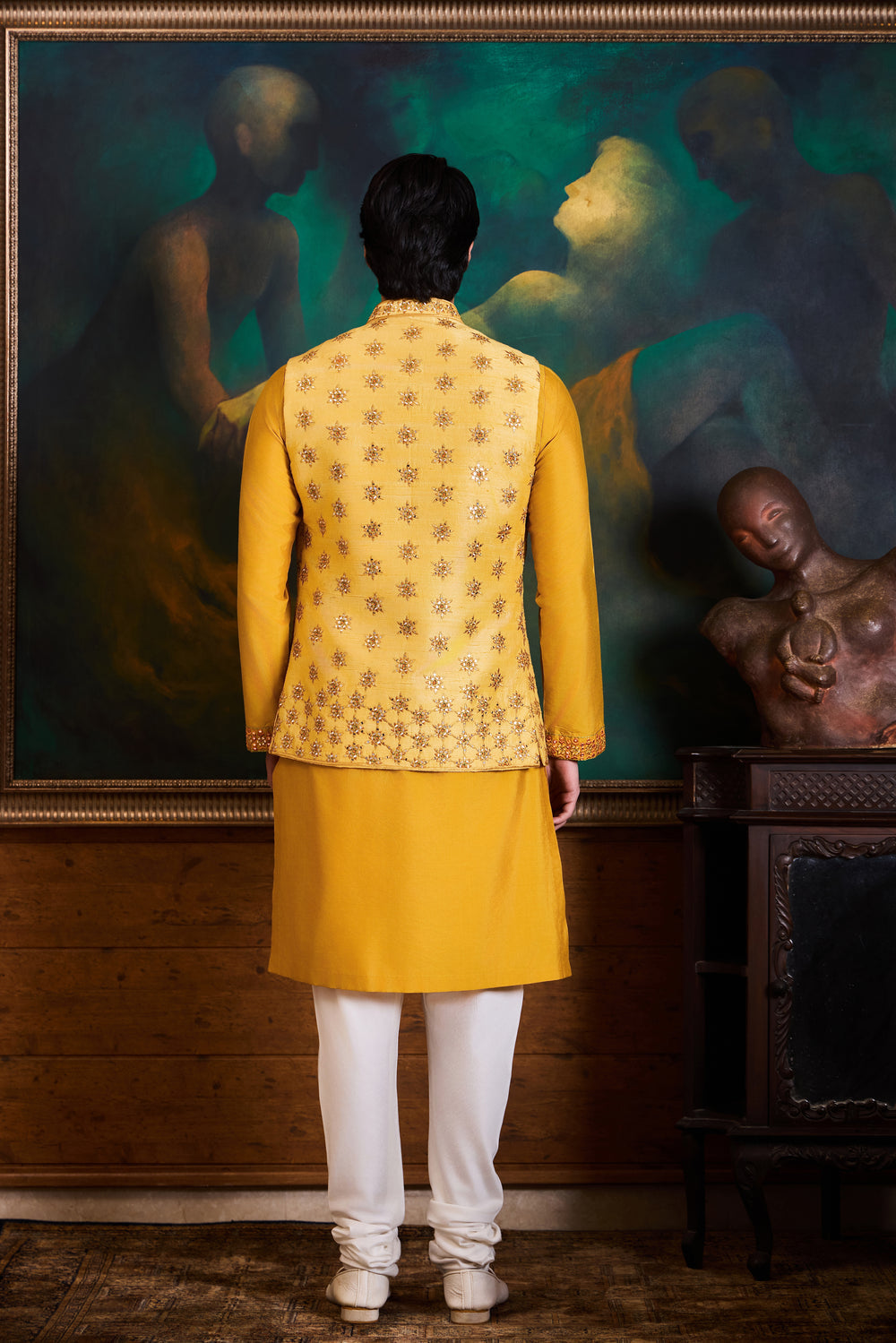 Lemon Yellow Bundi Kurta Set