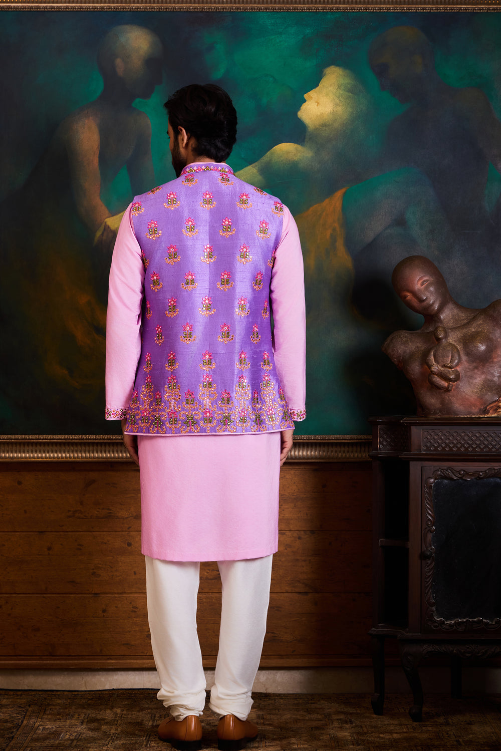 Lilac Raw Silk Bundi Set