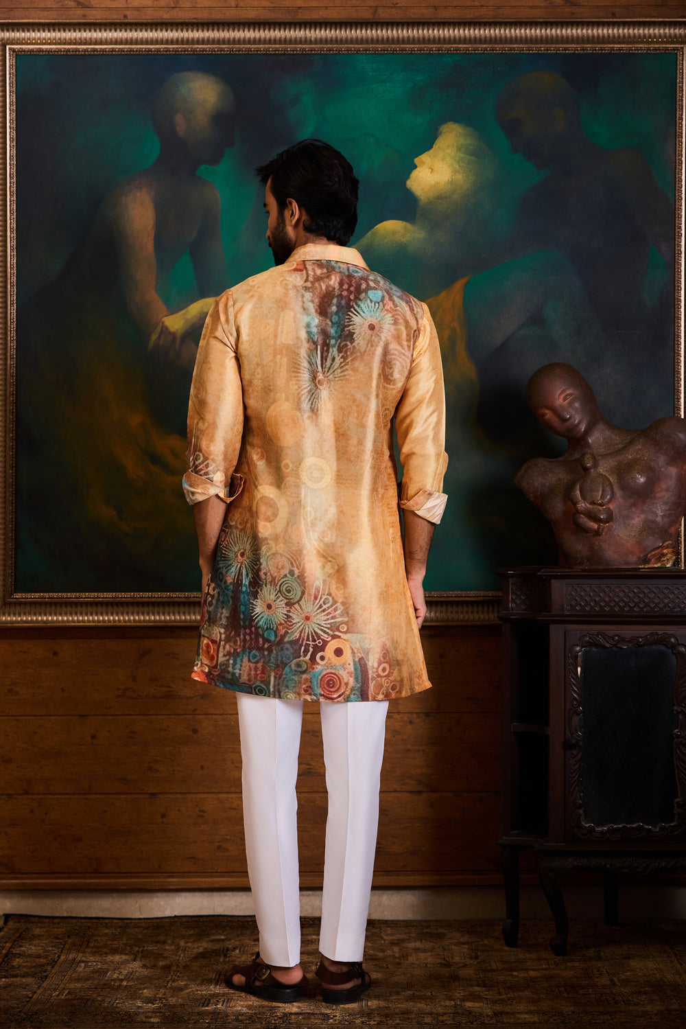 Rust Printed Kurta Trouser Set