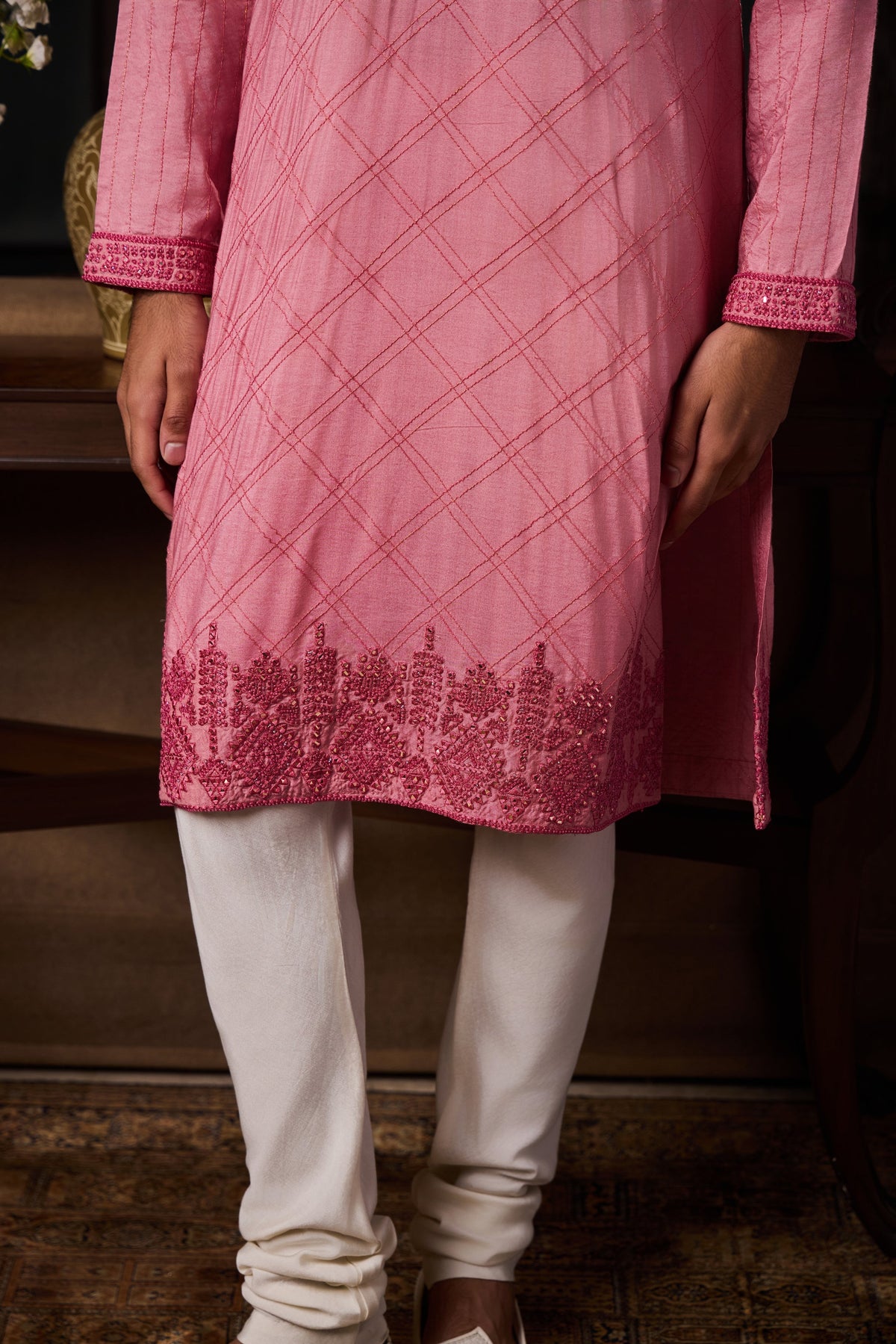 Old Rose Ps Dhagai Kurta Set