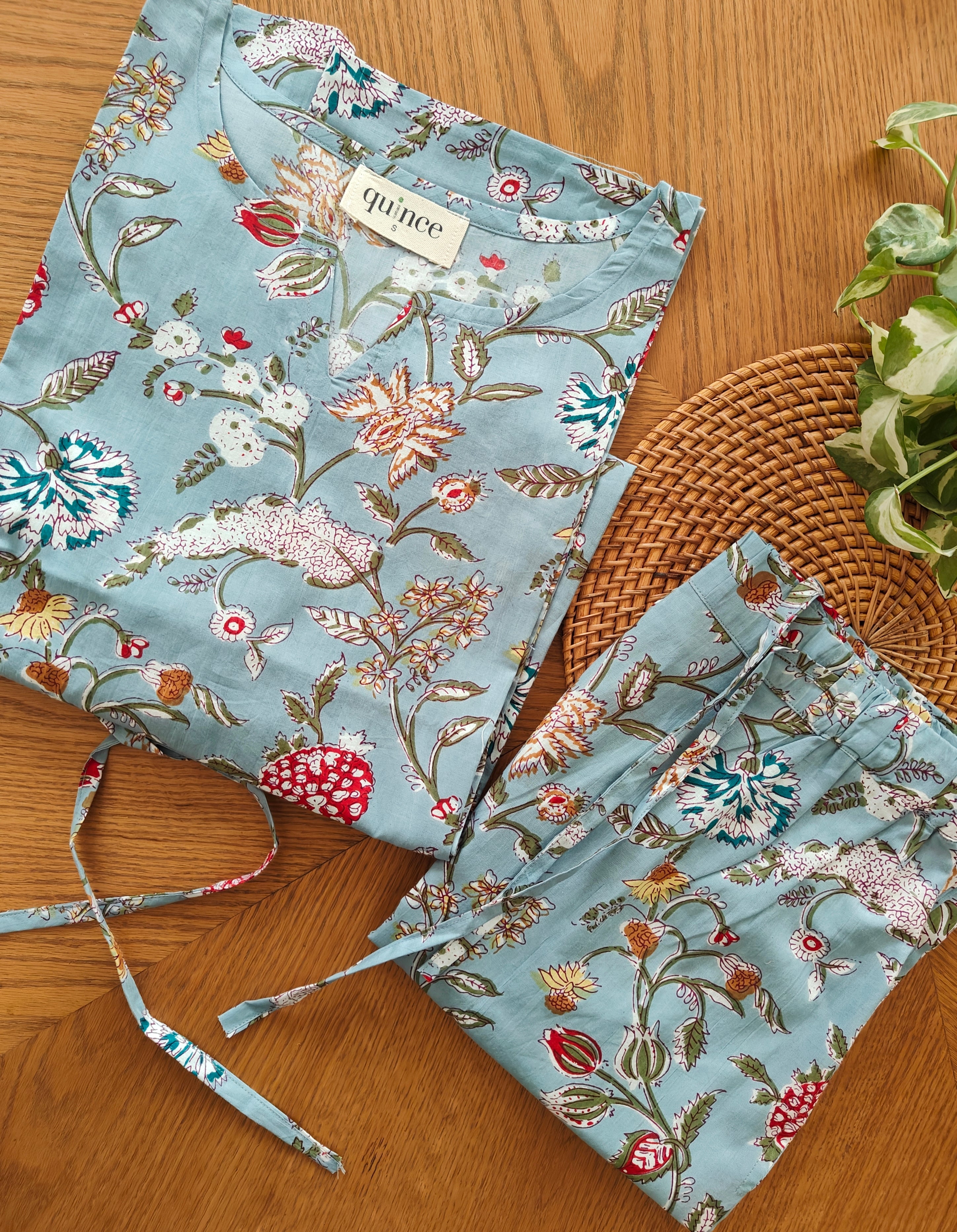 Floral Mist Kaftan Pant Set (Set of 2)