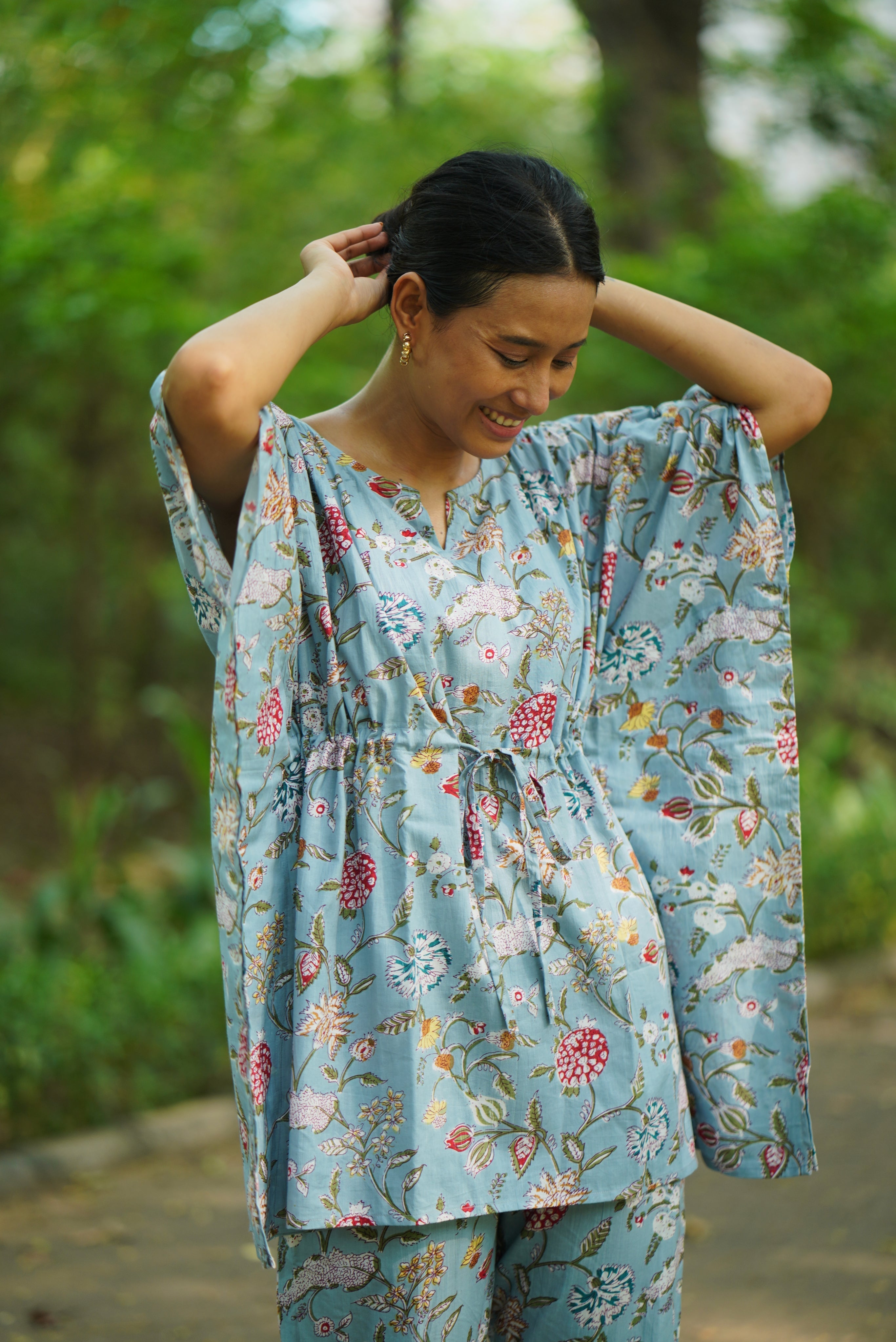 Floral Mist Kaftan Pant Set (Set of 2)