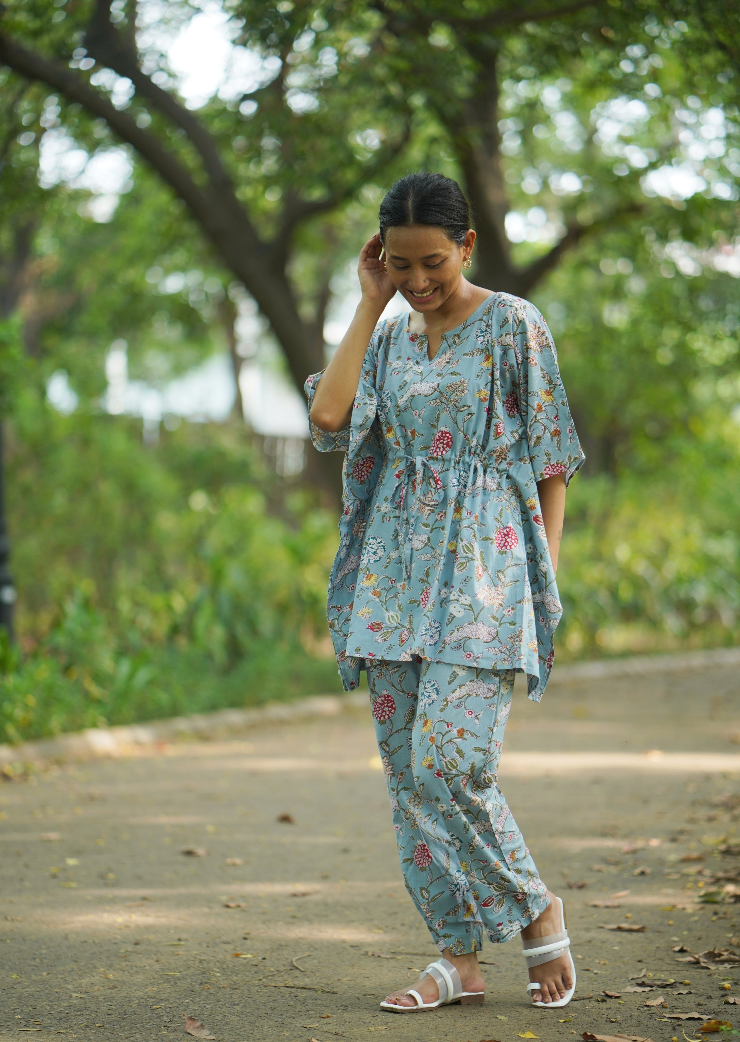 Floral Mist Kaftan Pant Set (Set of 2)