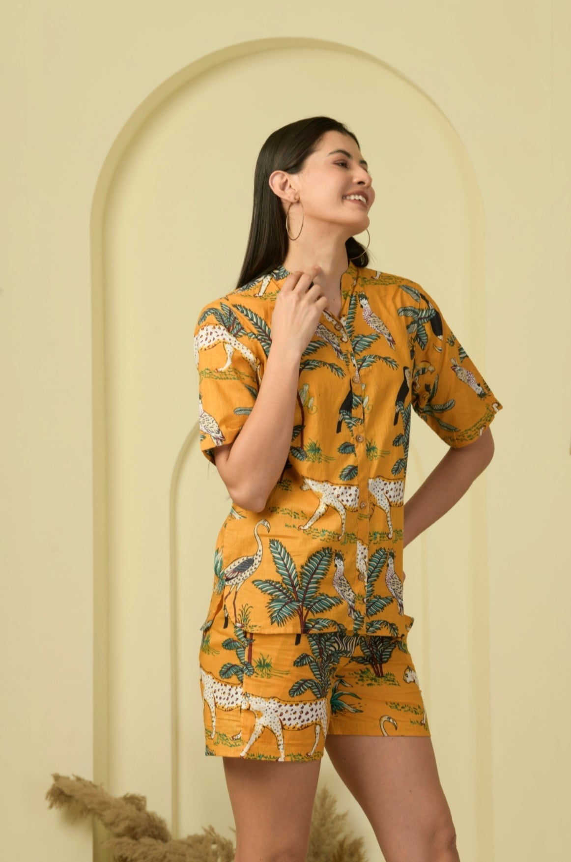 Jungle Joy Mustard Shorts Set (Set of 2)