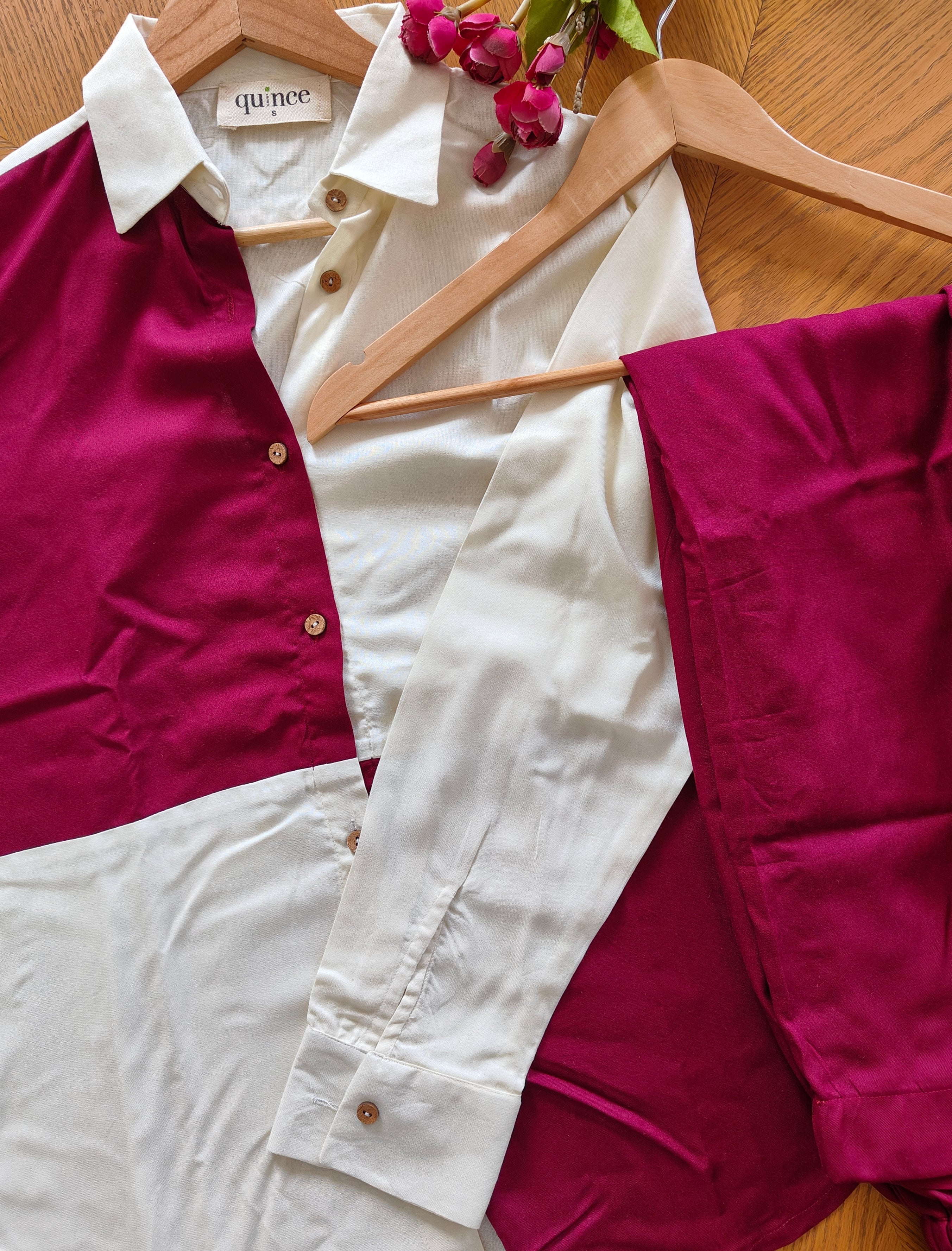 Cream & Crimson Dual Tone Coord Set (Set of 2)