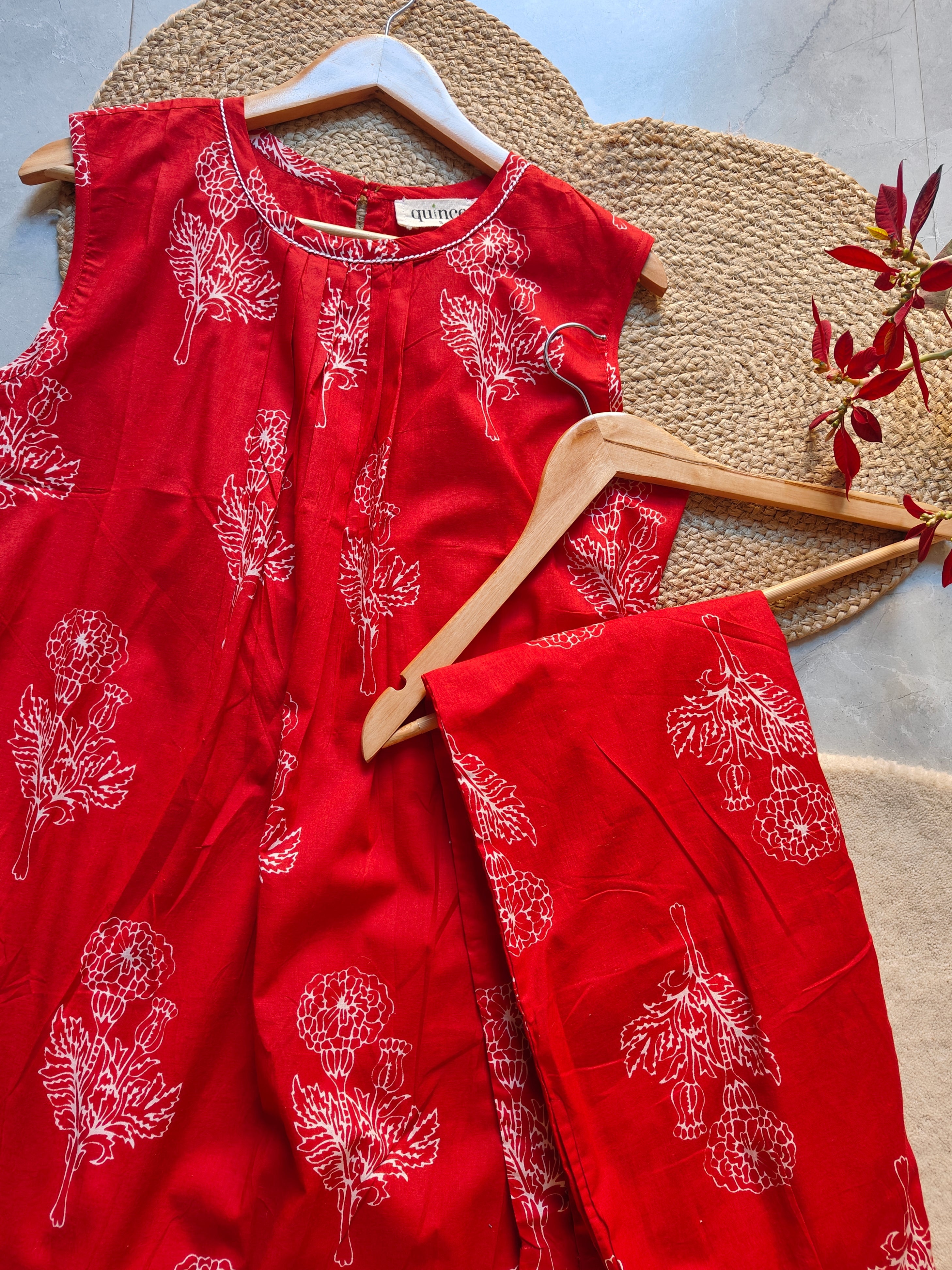 Rose Noir Red Kurta Set (Set of 2)