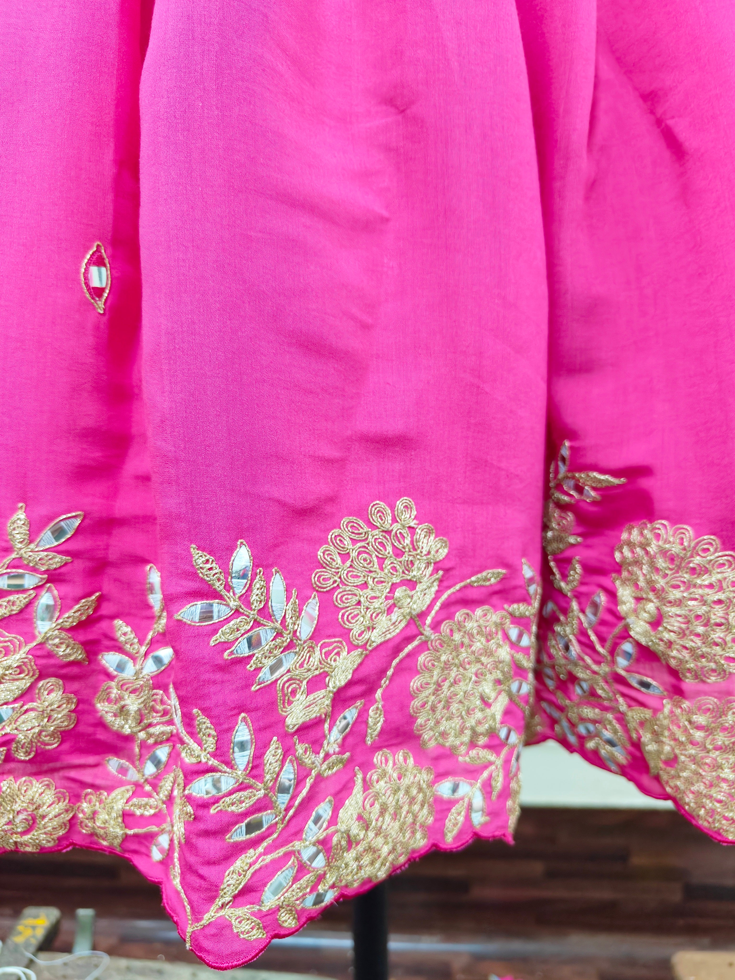 Floral embroidered Fushia Pink Ghaghra