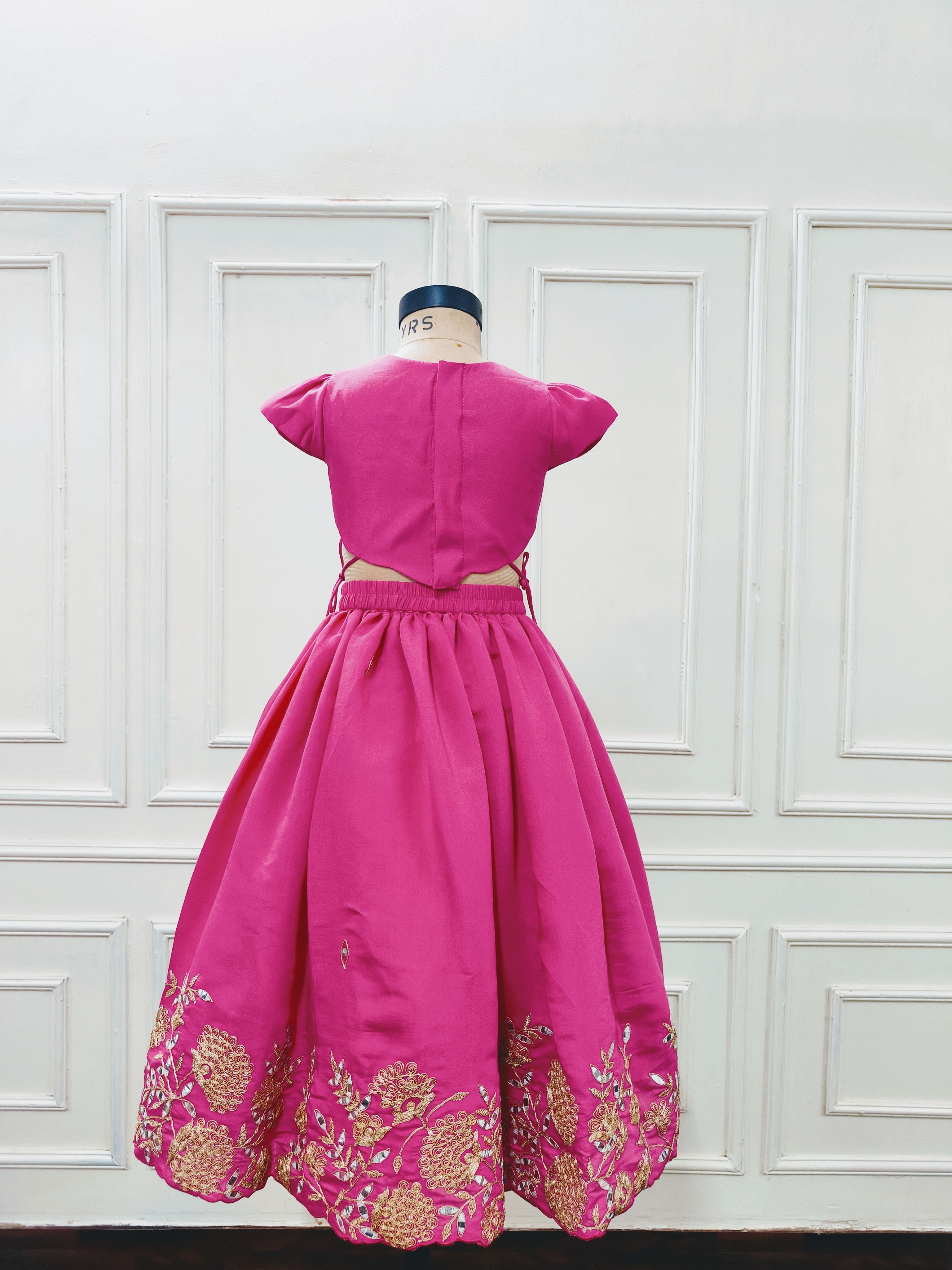Floral embroidered Fushia Pink Ghaghra