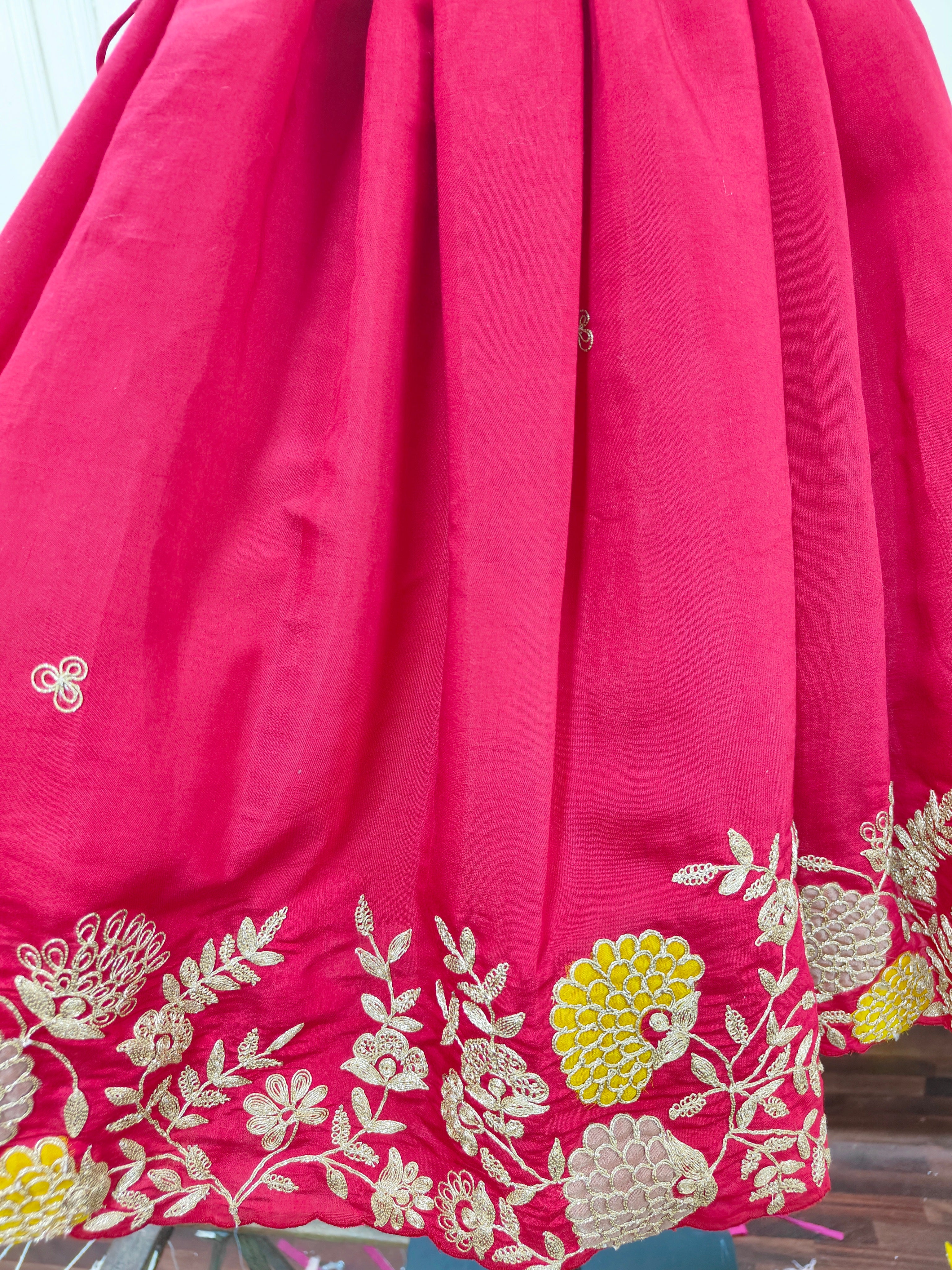 Floral embroidered red ghaghra