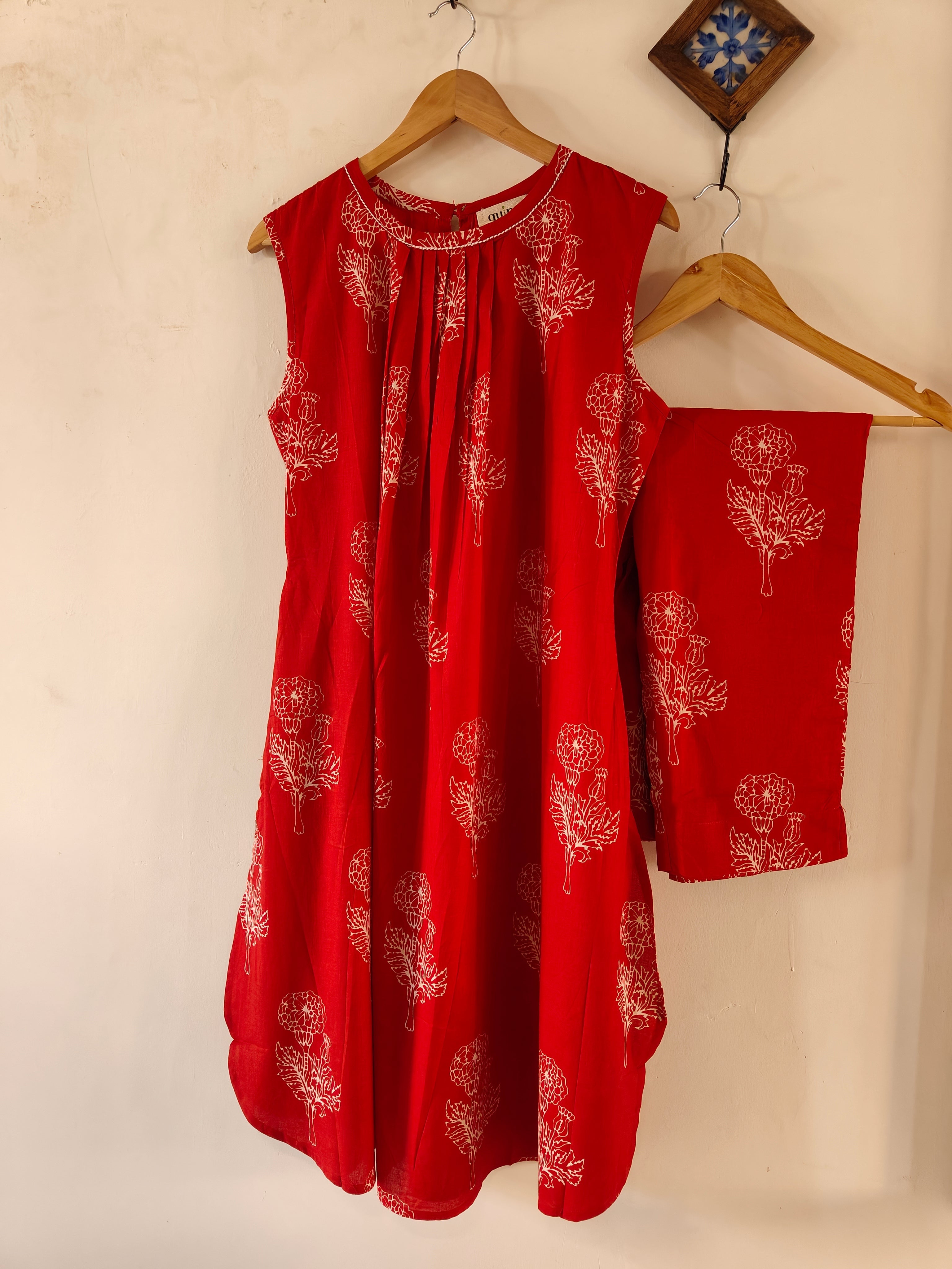 Rose Noir Red Kurta Set (Set of 2)