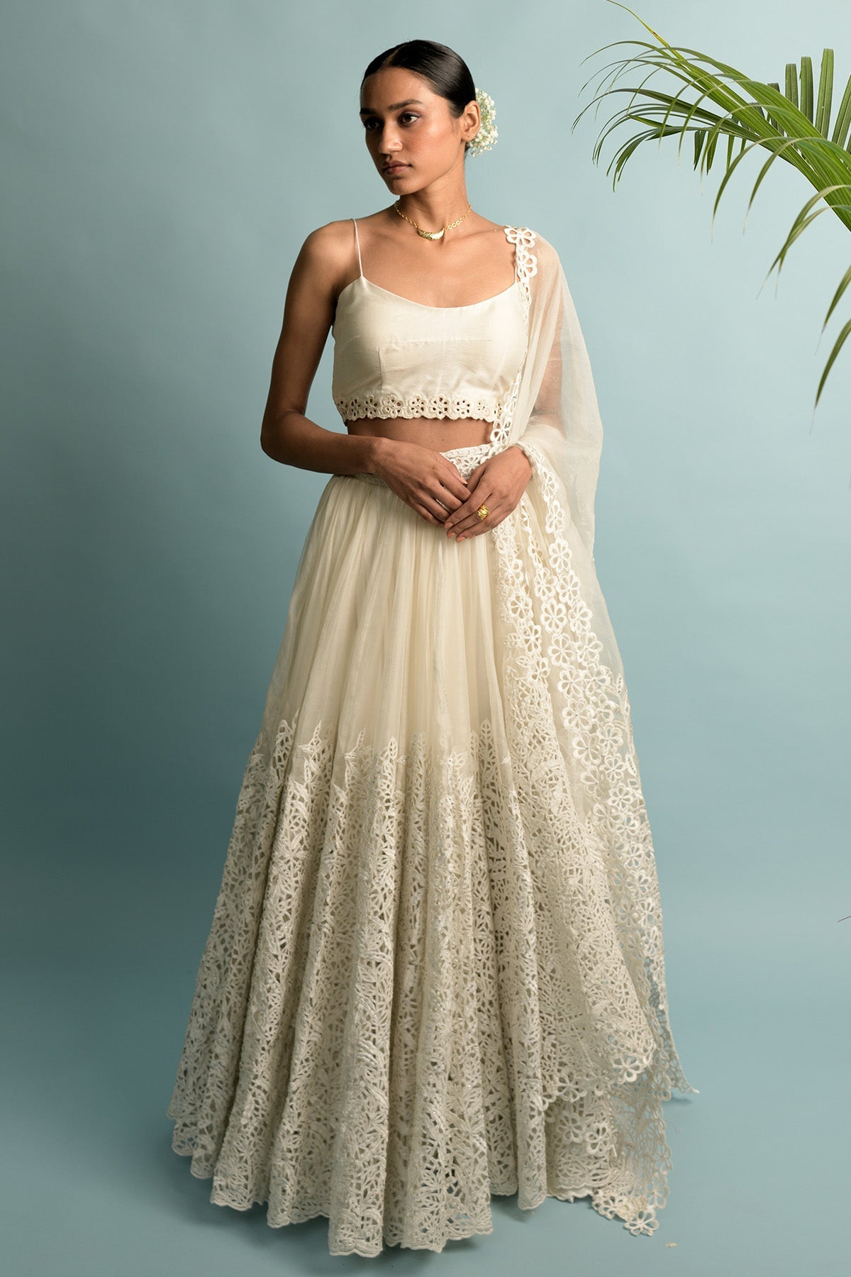 White Organza Lehngha