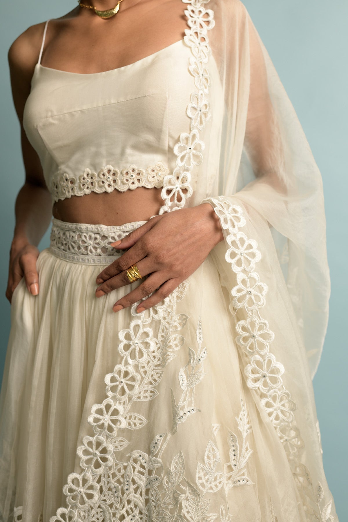 White Organza Lehngha