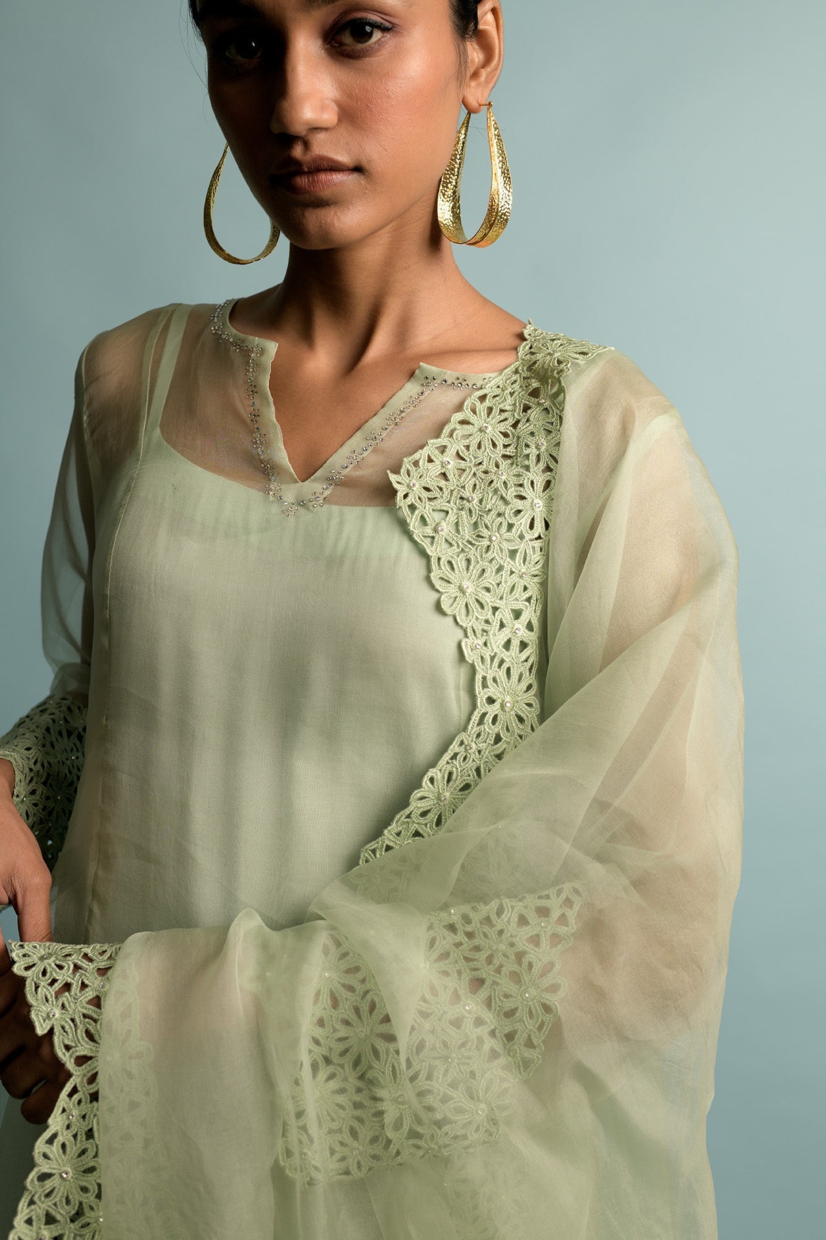 Green Sheer Kaaftan Kurta