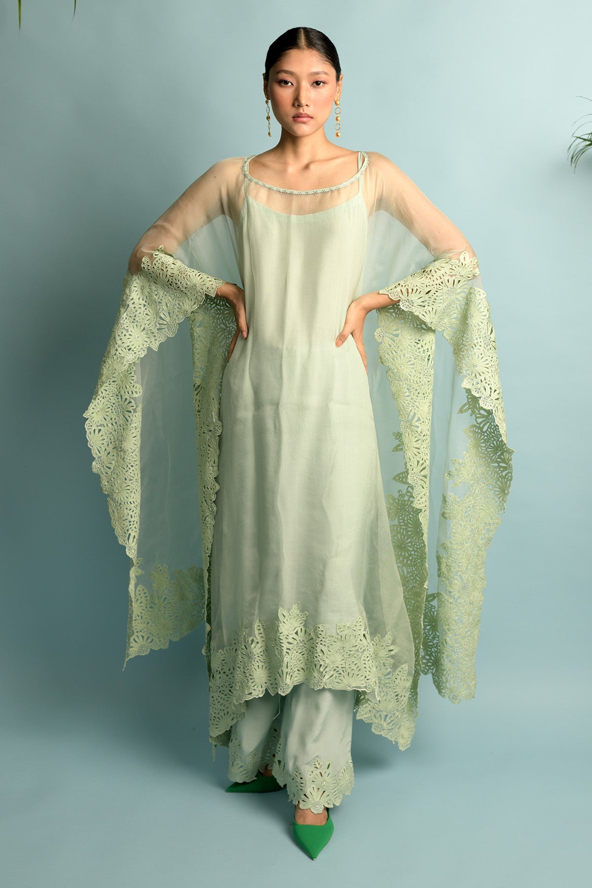 Green Sheer Kaaftan Kurta