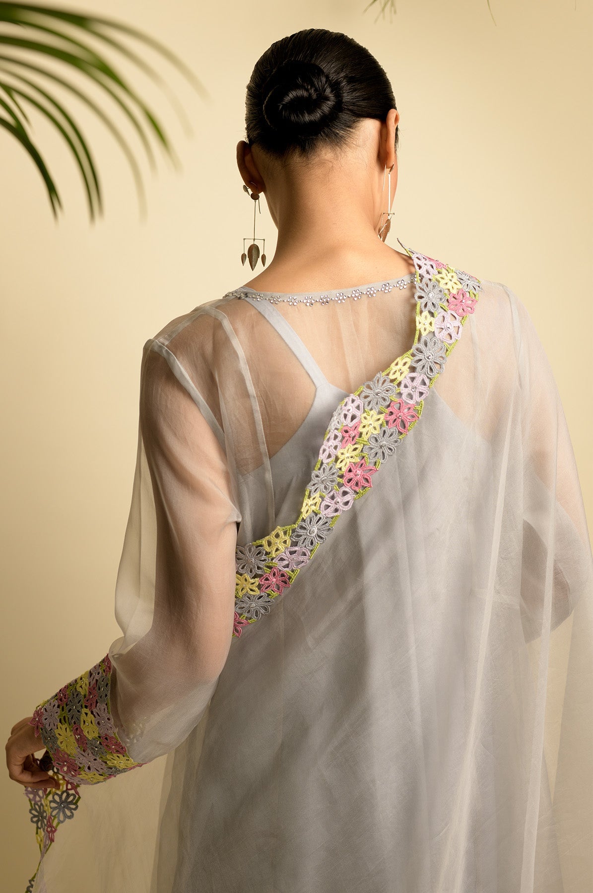 A-Line Organza Grey Kurta