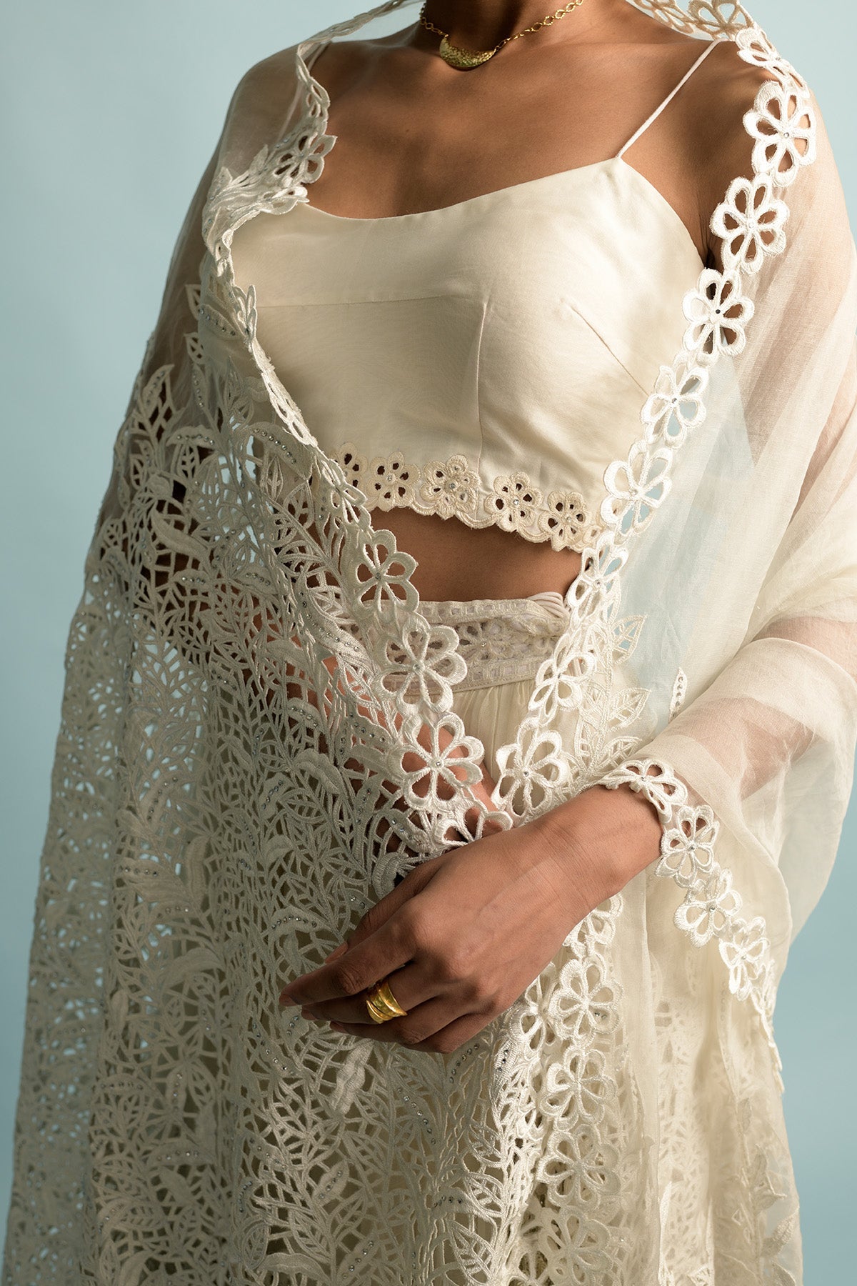 White Organza Lehngha