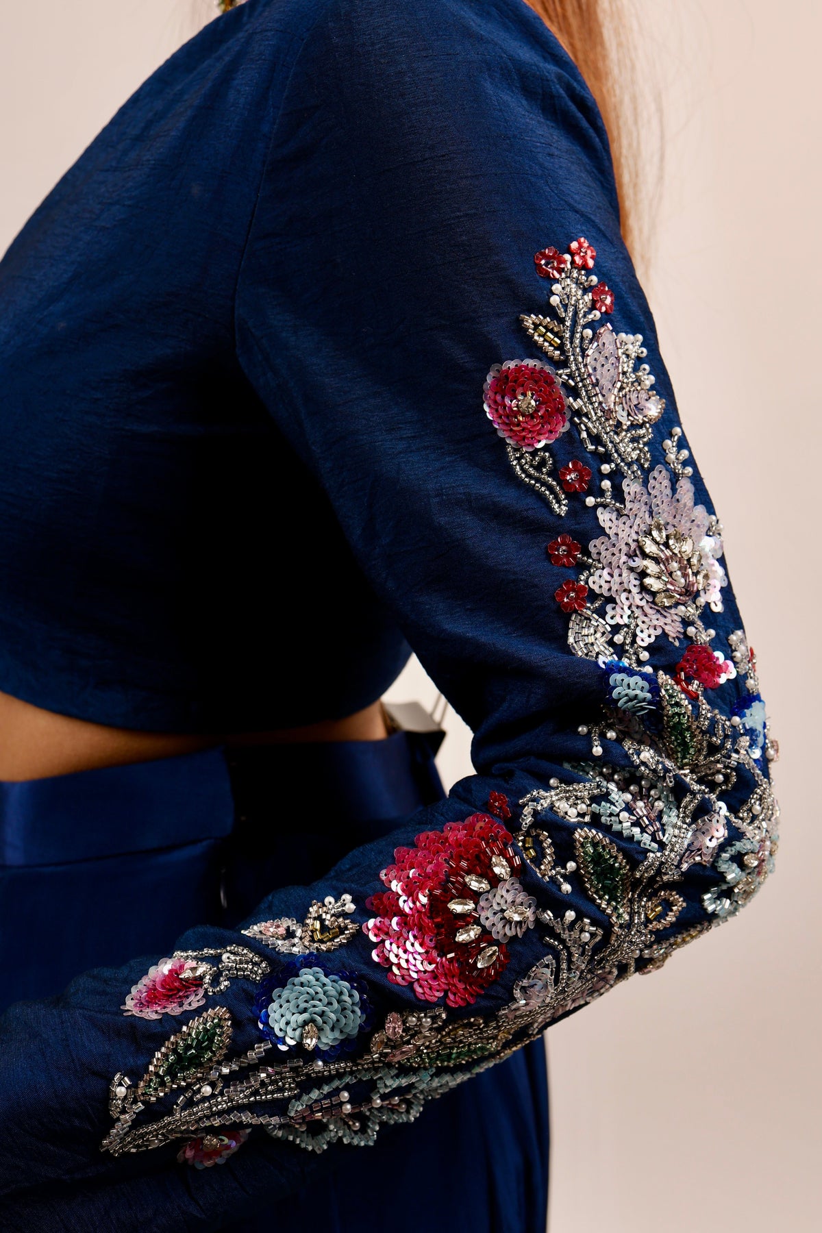 Blue blouse with lehenga set