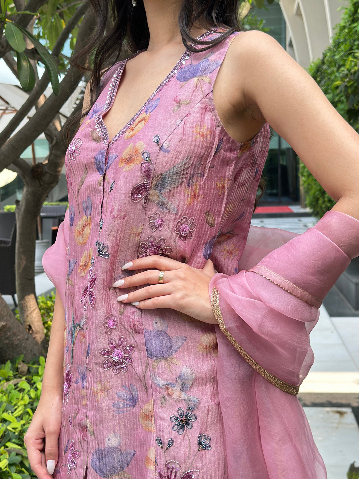 Mauve Crushed Salwar Set