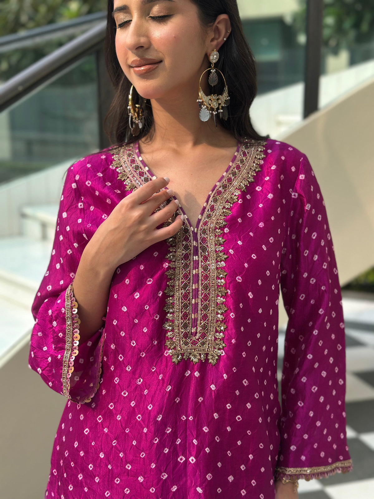 Violet Bandhani Salwar Set