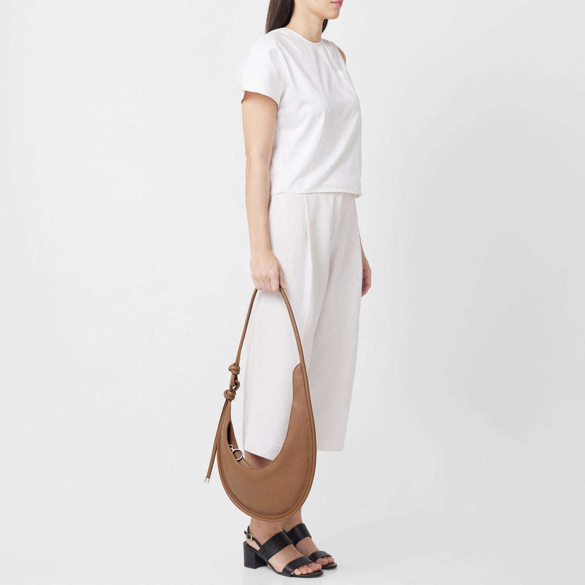 INA CURVE SLING BAG PEBBLE BROWN
