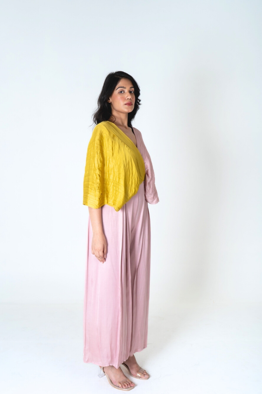Pink-Yellow Color-Blocked Jumpsuit