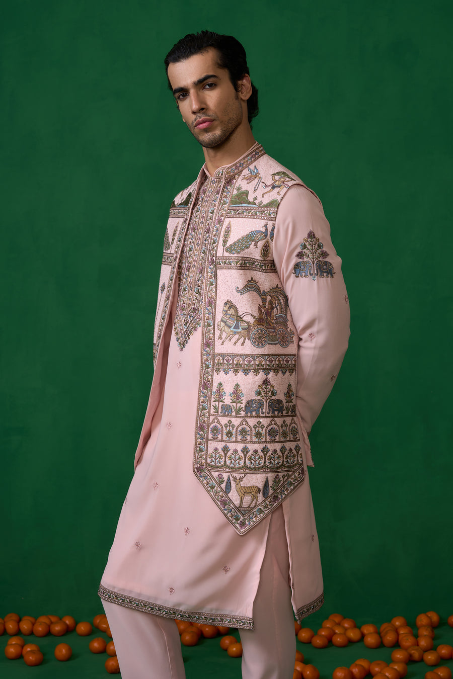 RAMAYAN PINK KURTA JACKET SET